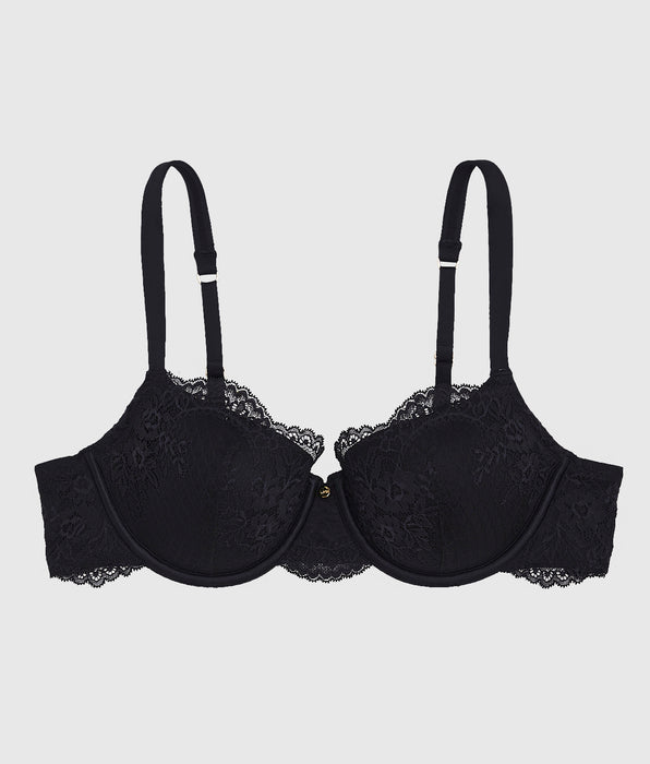 La Senza Allover Lace Lightly Lined Balconette Bra in Black