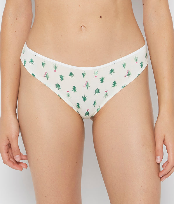 La Senza Ultrasoft Modal Cheeky Thong Panty in Tiny Soft Trees