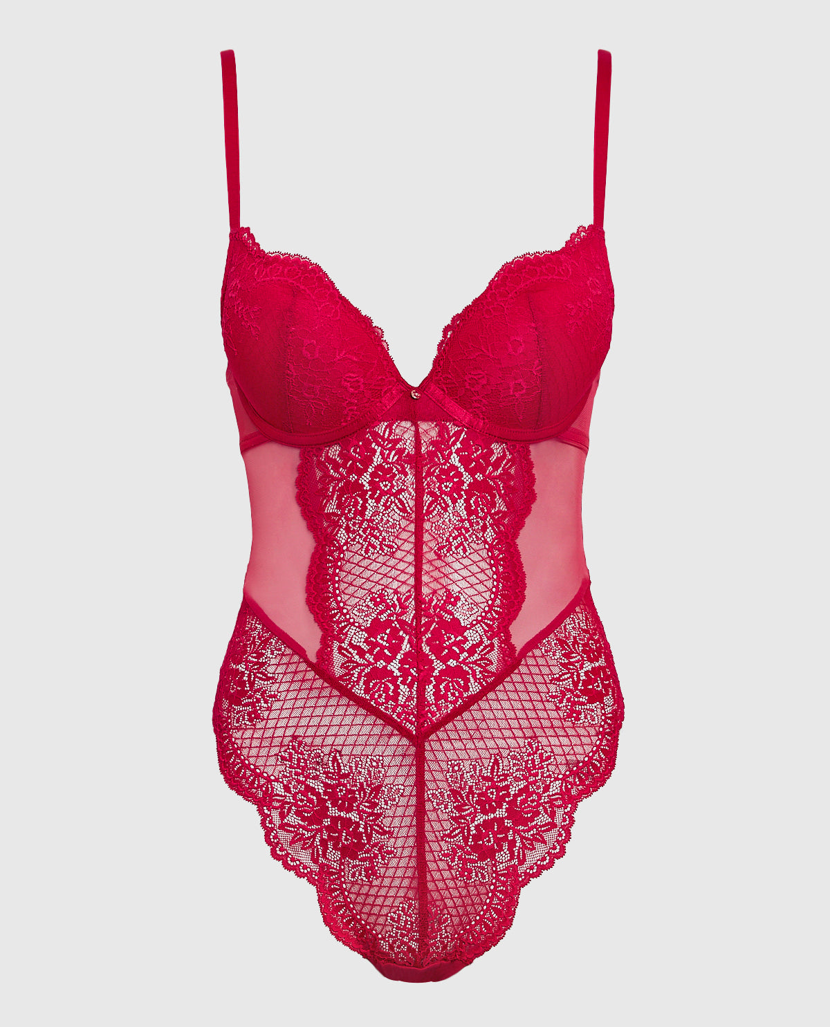 La Senza Combiné pigeonnant en dentelle rouge cosmo