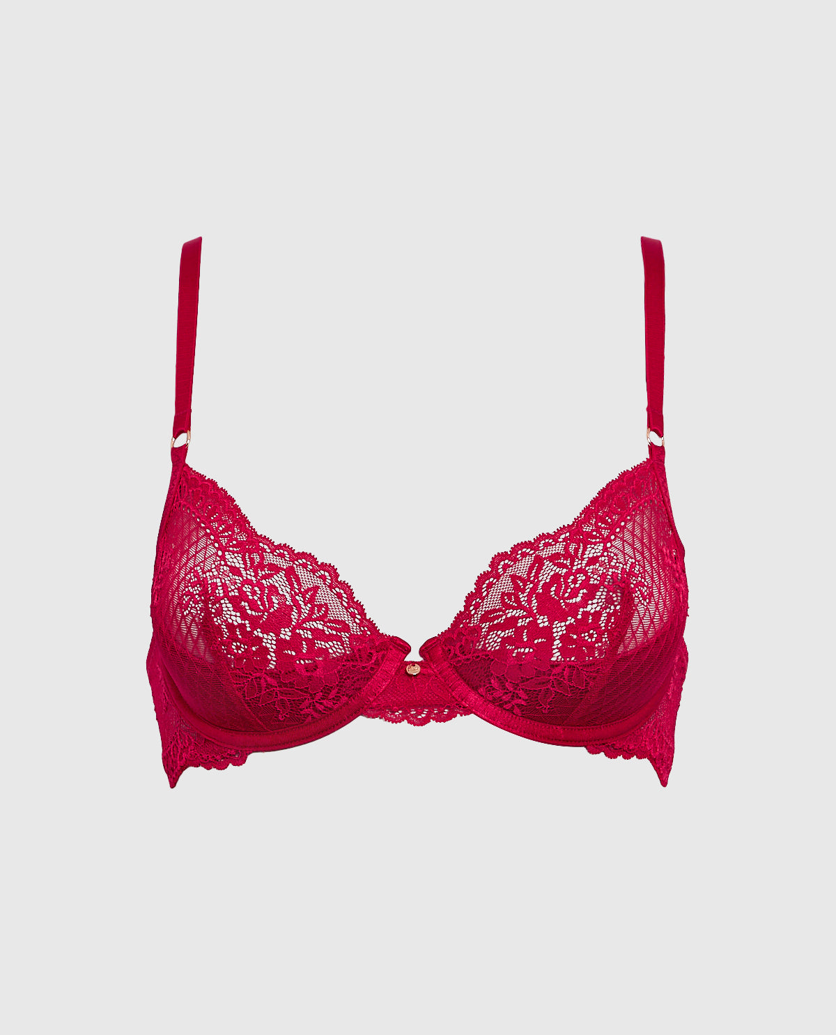La Senza Unlined Demi Bra with Lace in Cosmo Red
