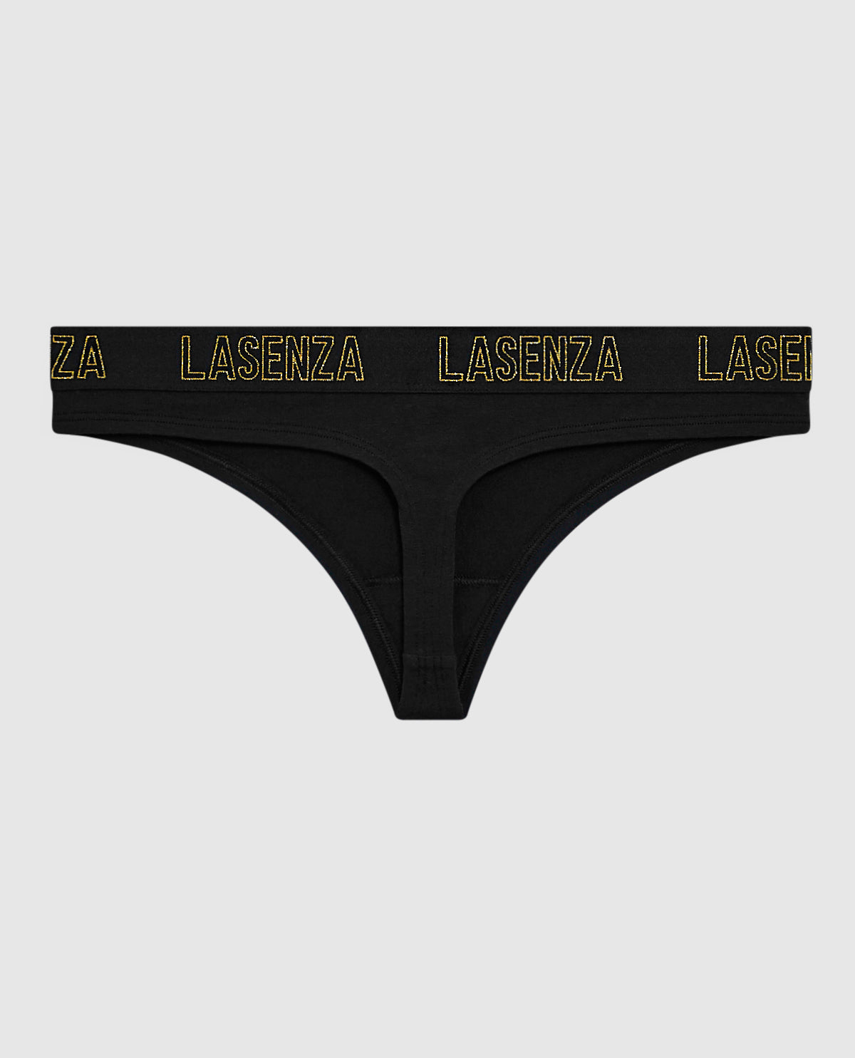 La Senza Thong Panty with Logo Band in Smoulder Black