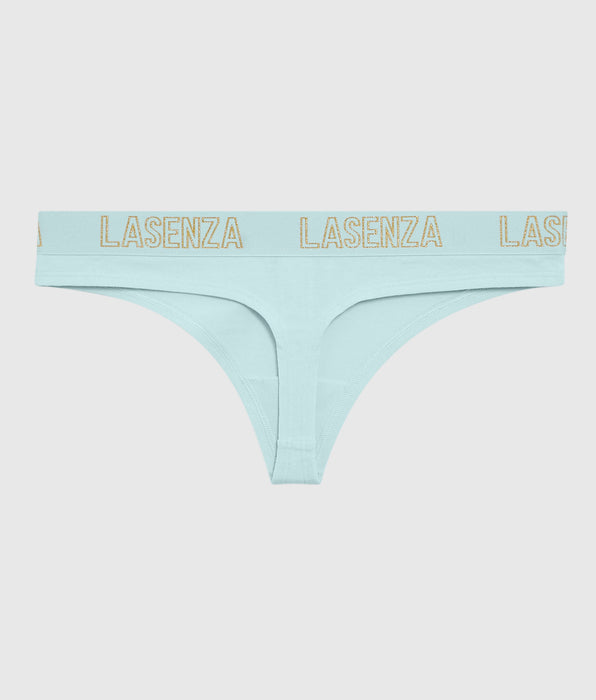 La Senza Thong Panty with Logo Band in Vista Blue