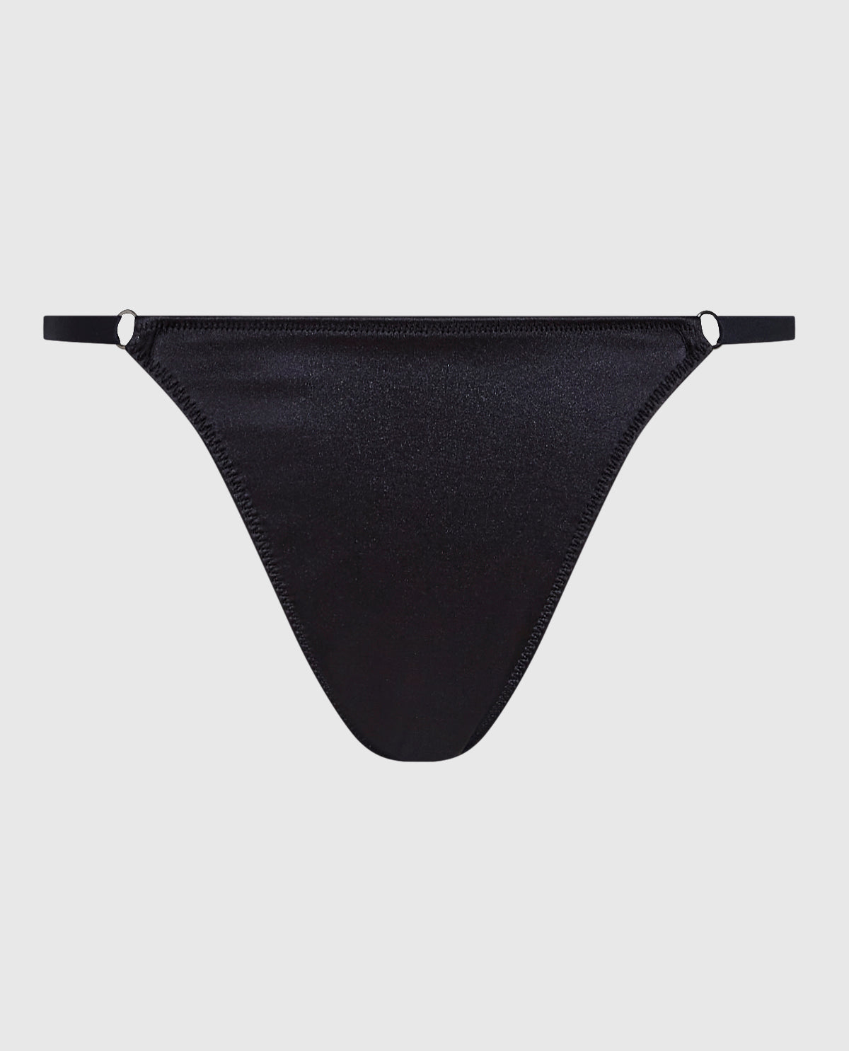La Senza High Leg Thong Satin Panty in Smoulder Black