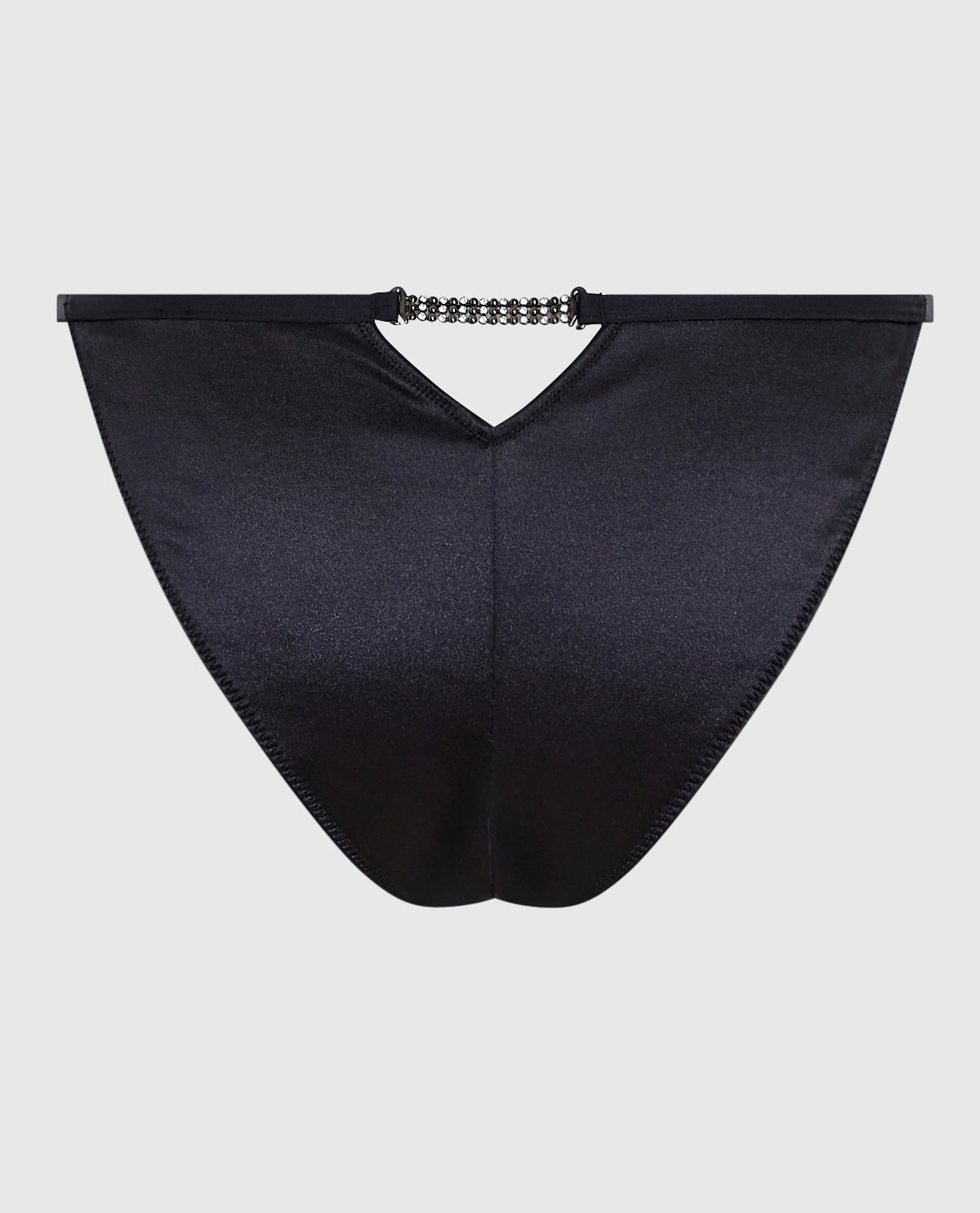 La Senza High Leg Thong Satin Panty in Smoulder Black