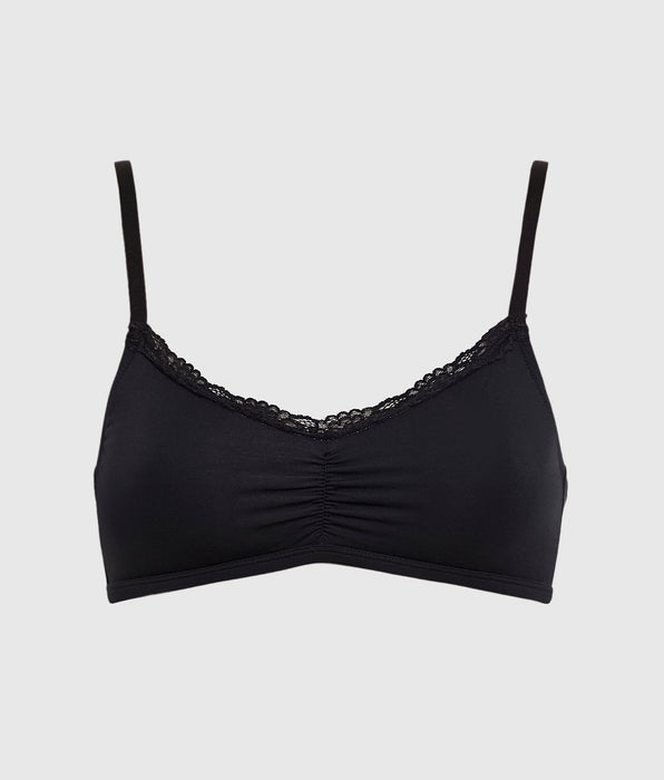 La Senza Unlined Bralette with Lace Trim in Black