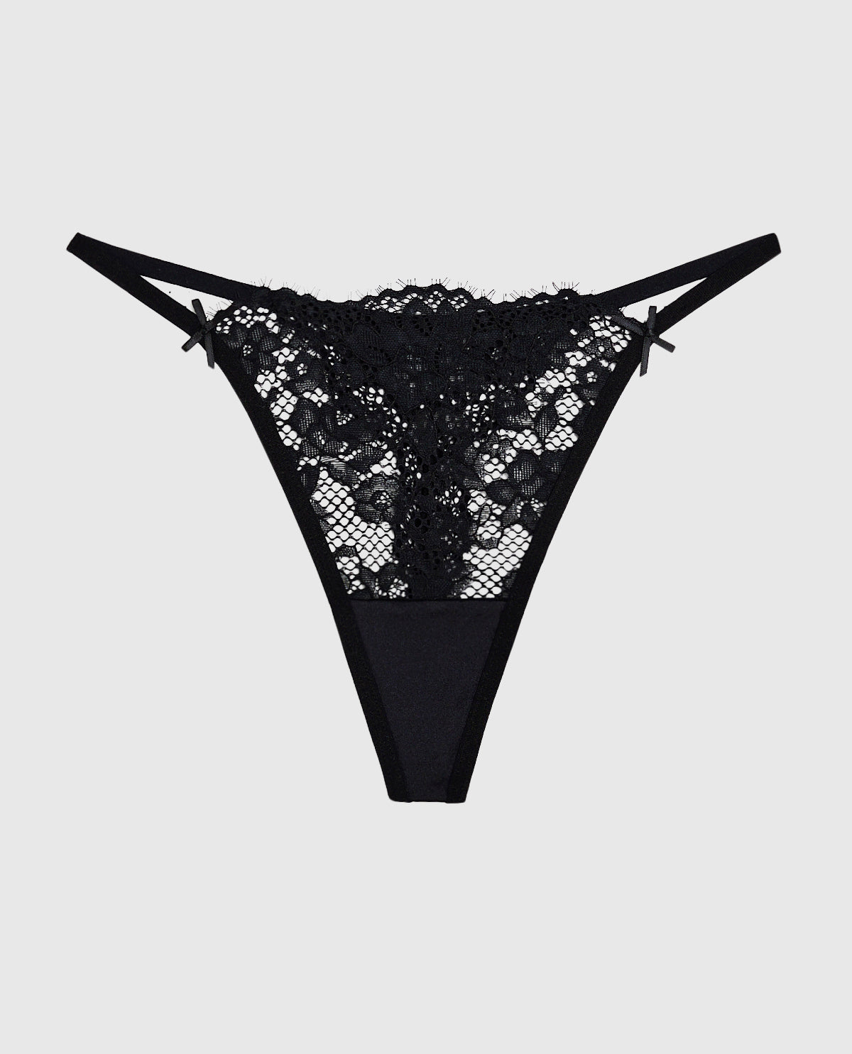 La Senza Allover Lace High Leg G-String Panty in Black