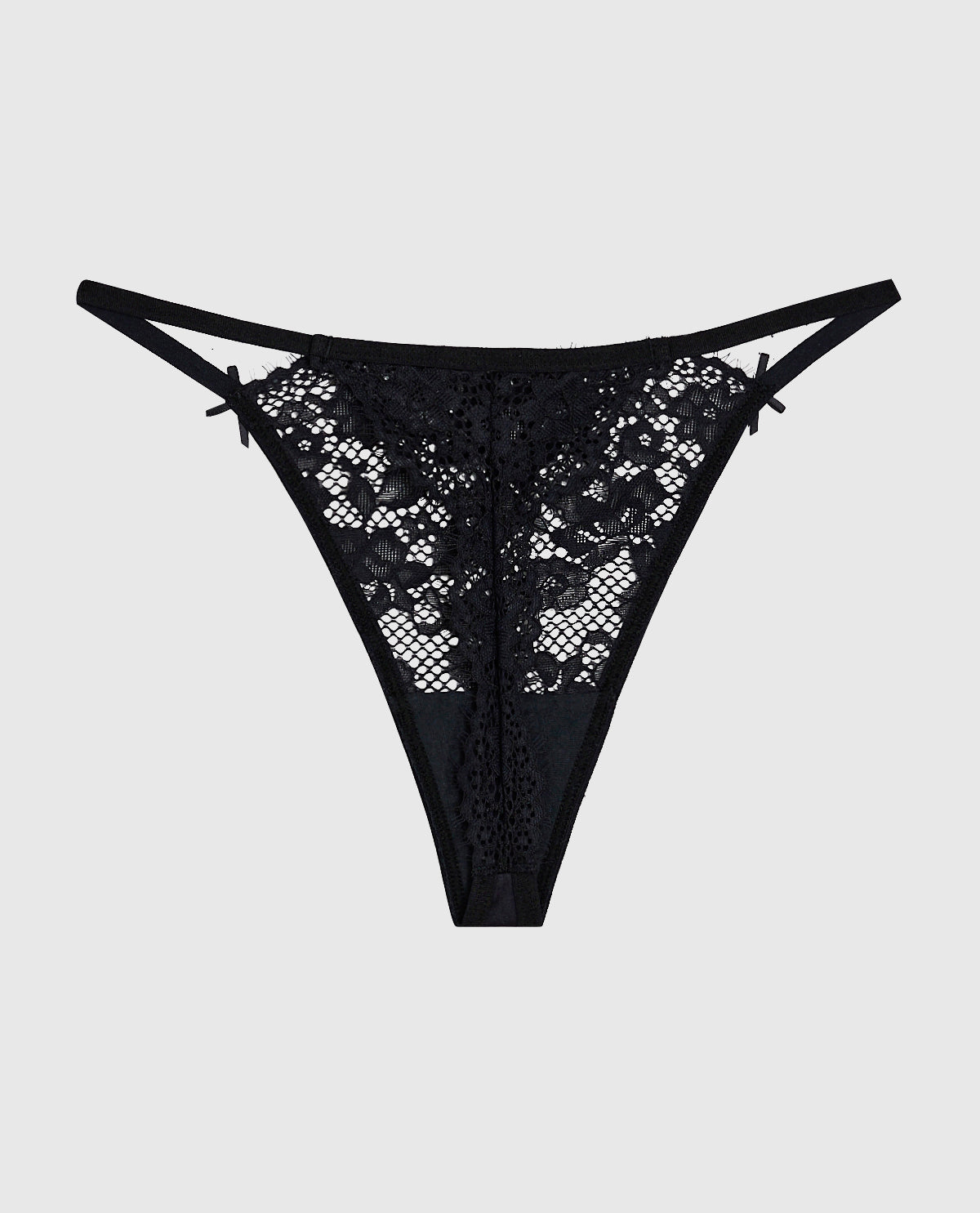 La Senza Allover Lace High Leg G-String Panty in Black