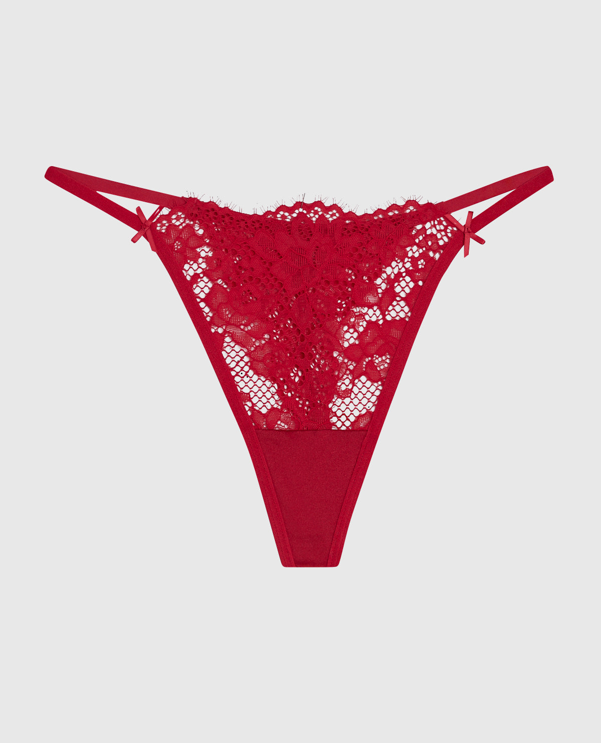La Senza Allover Lace High Leg G-String Panty in Cosmo Red