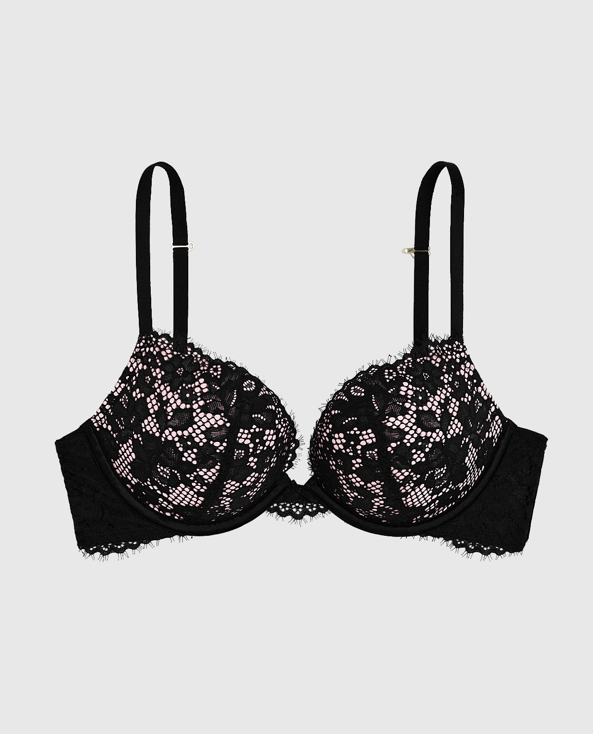La Senza Lace Push Up Bra in Black and Pink