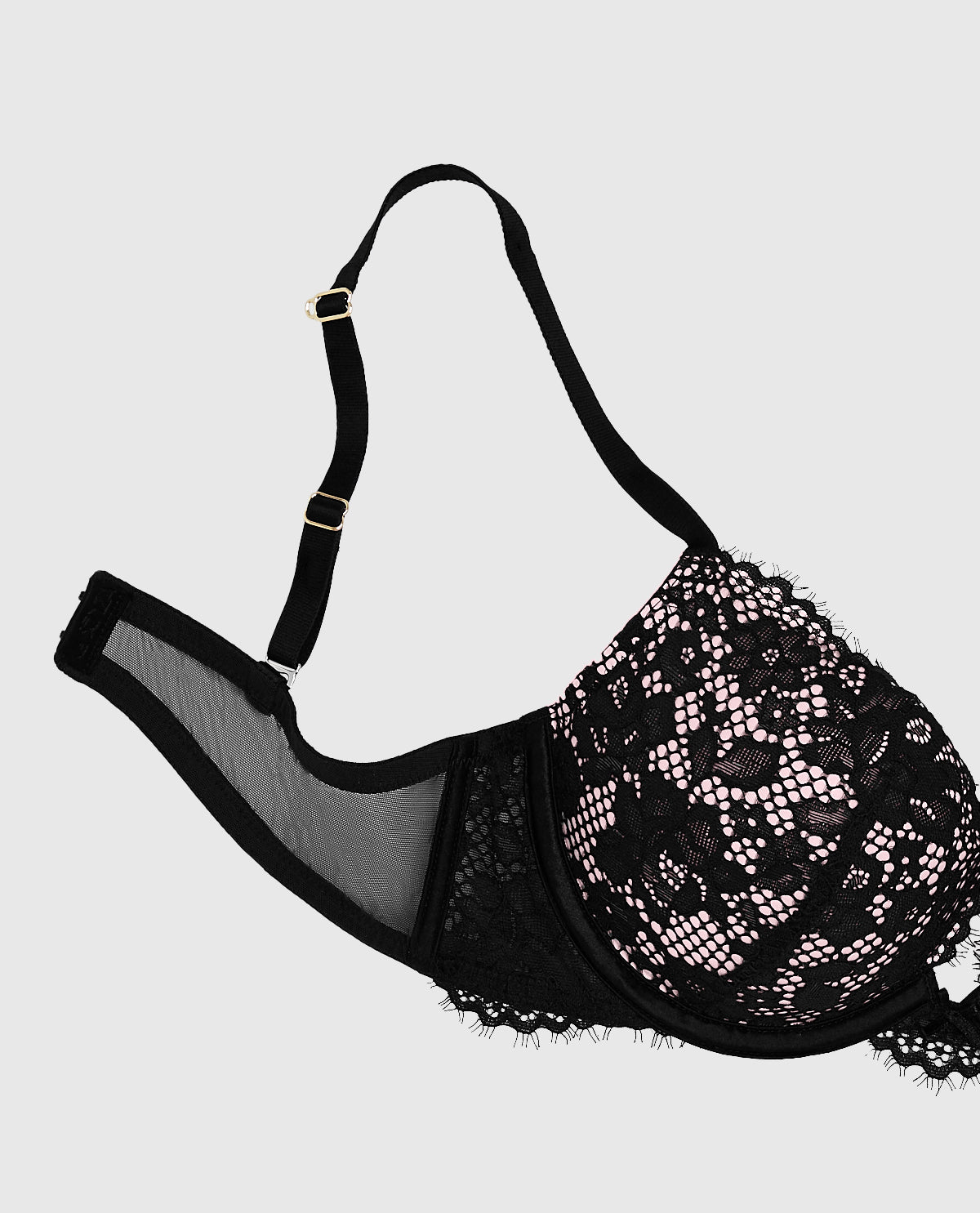 La Senza Lace Push Up Bra in Black and Pink