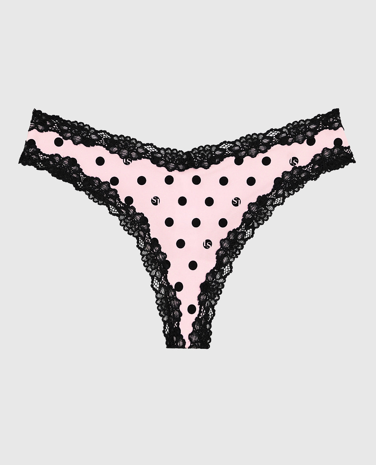 La Senza Tanga avec bordure en dentelle à pois