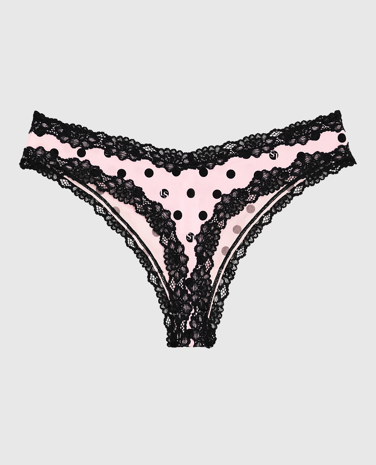 La Senza Tanga avec bordure en dentelle à pois