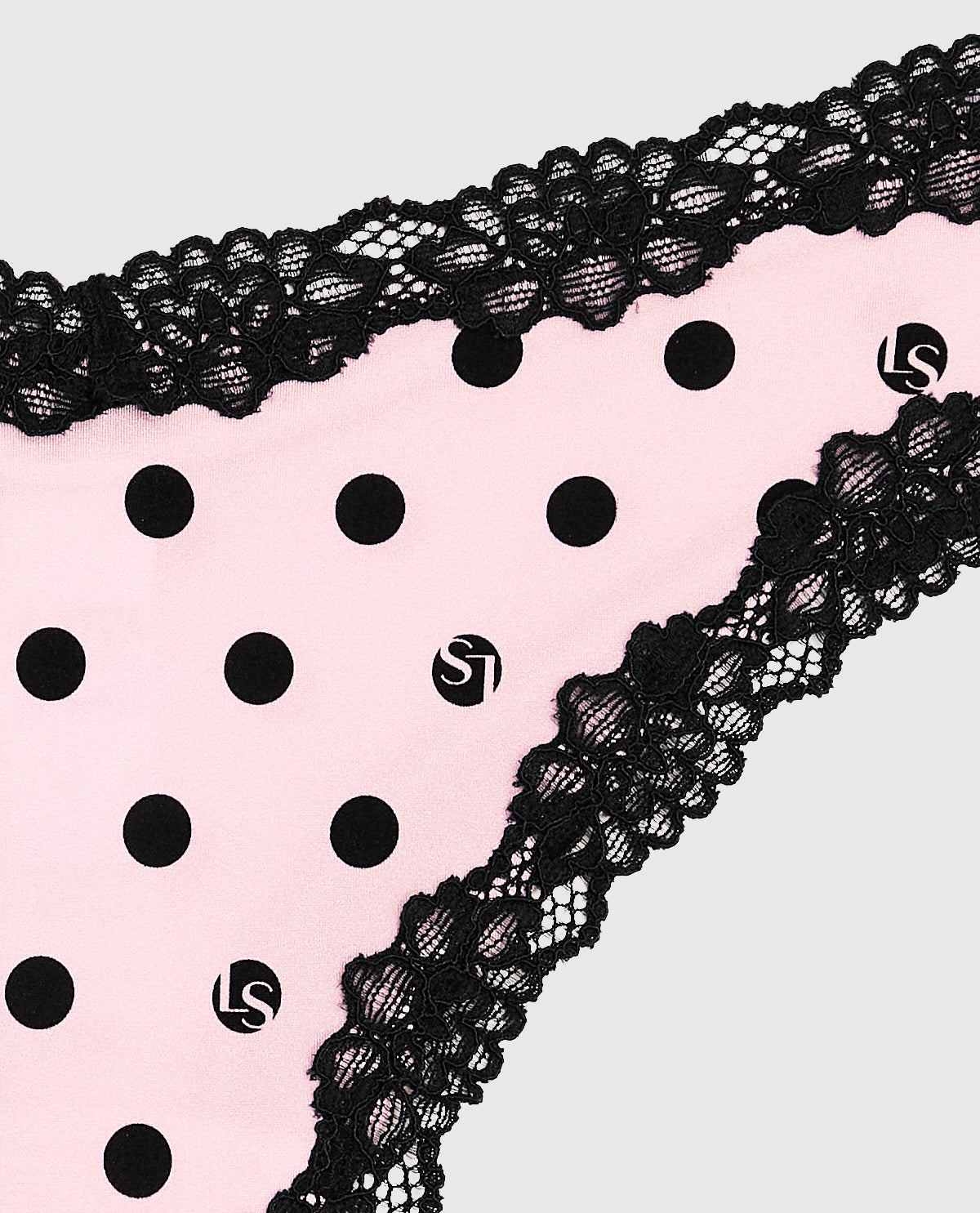 La Senza Tanga avec bordure en dentelle à pois