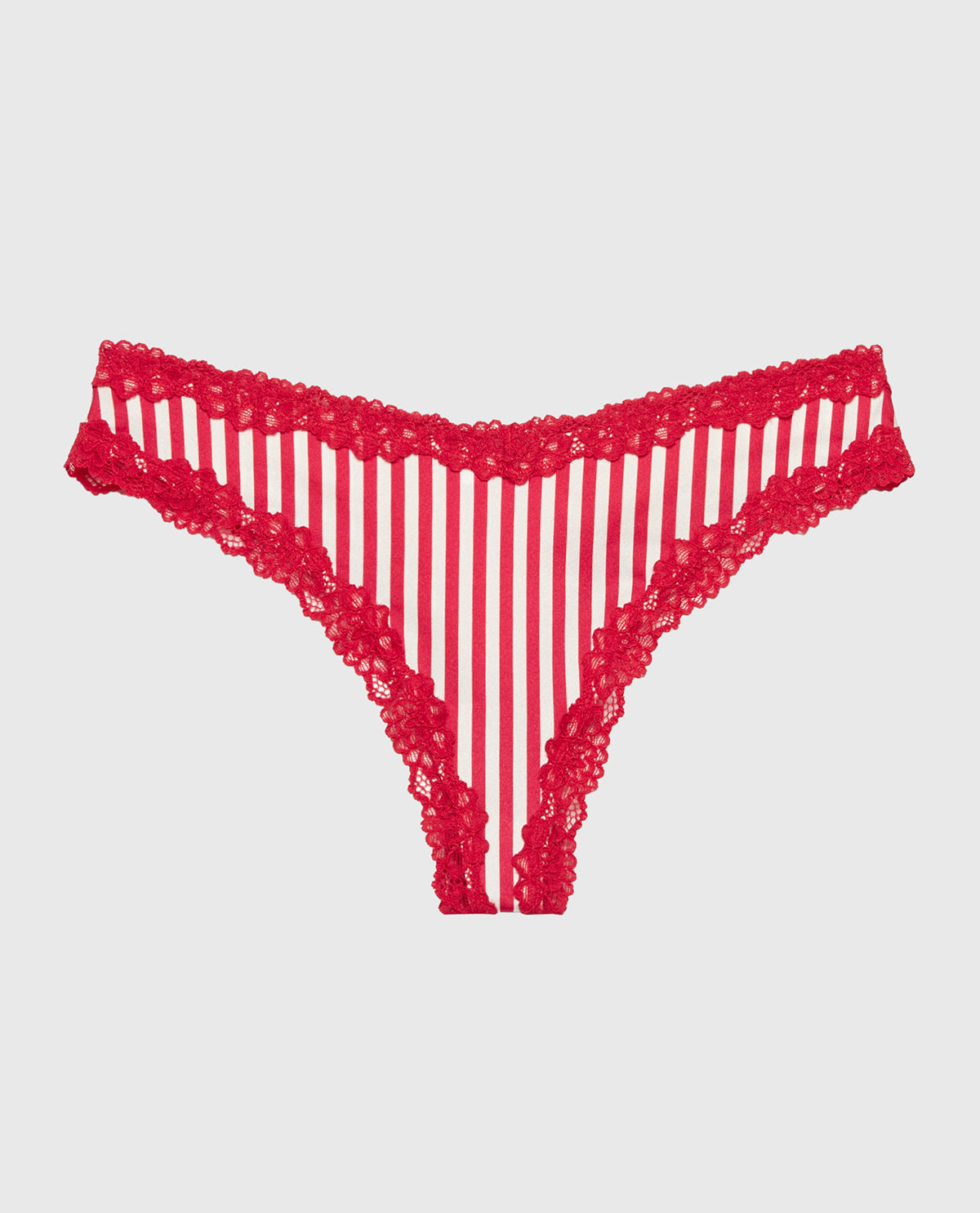 La Senza Thong Panty With Lace Trim in Candy Cane Stripe