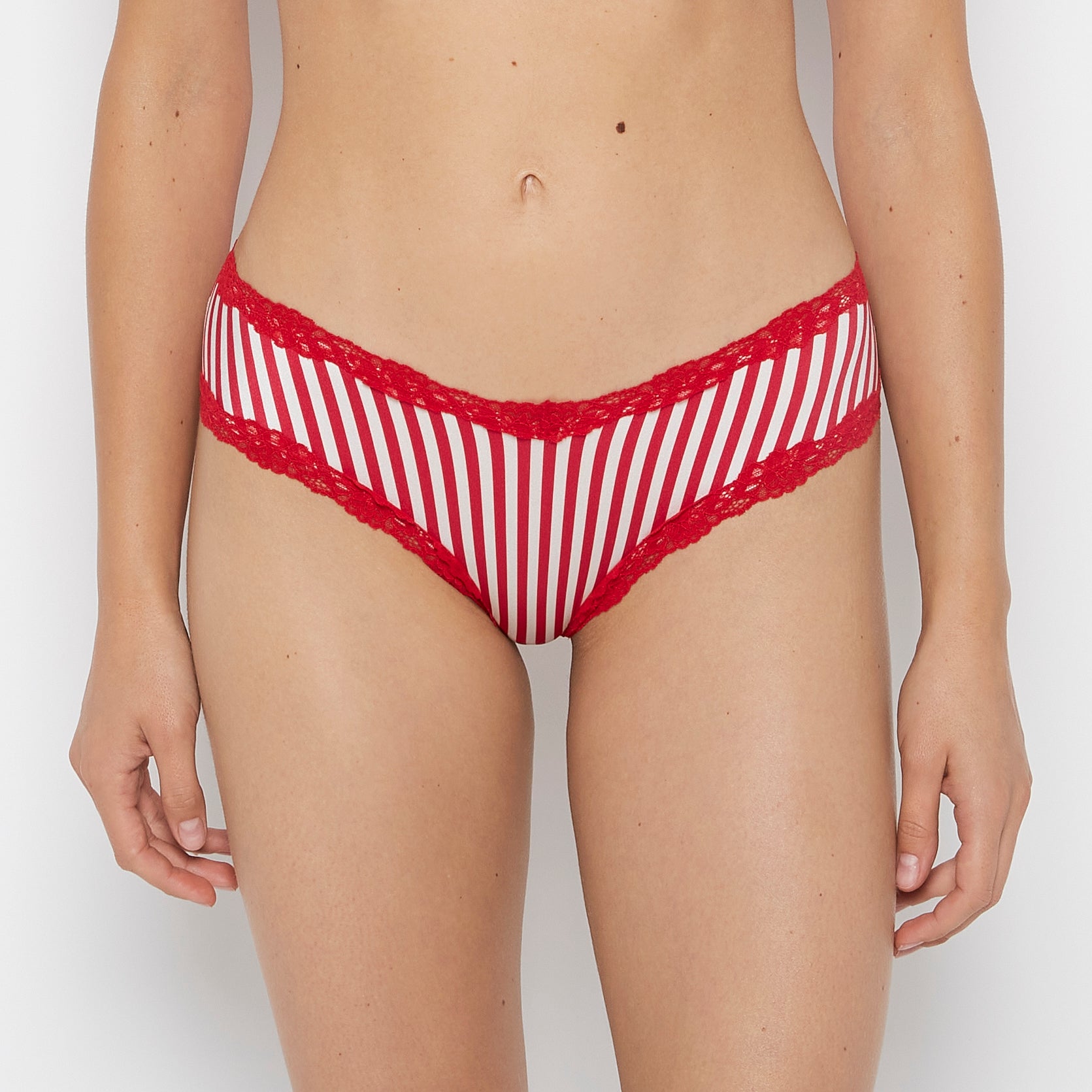 La Senza Cheeky Panty With Lace Trim in Candy Cane Stripe