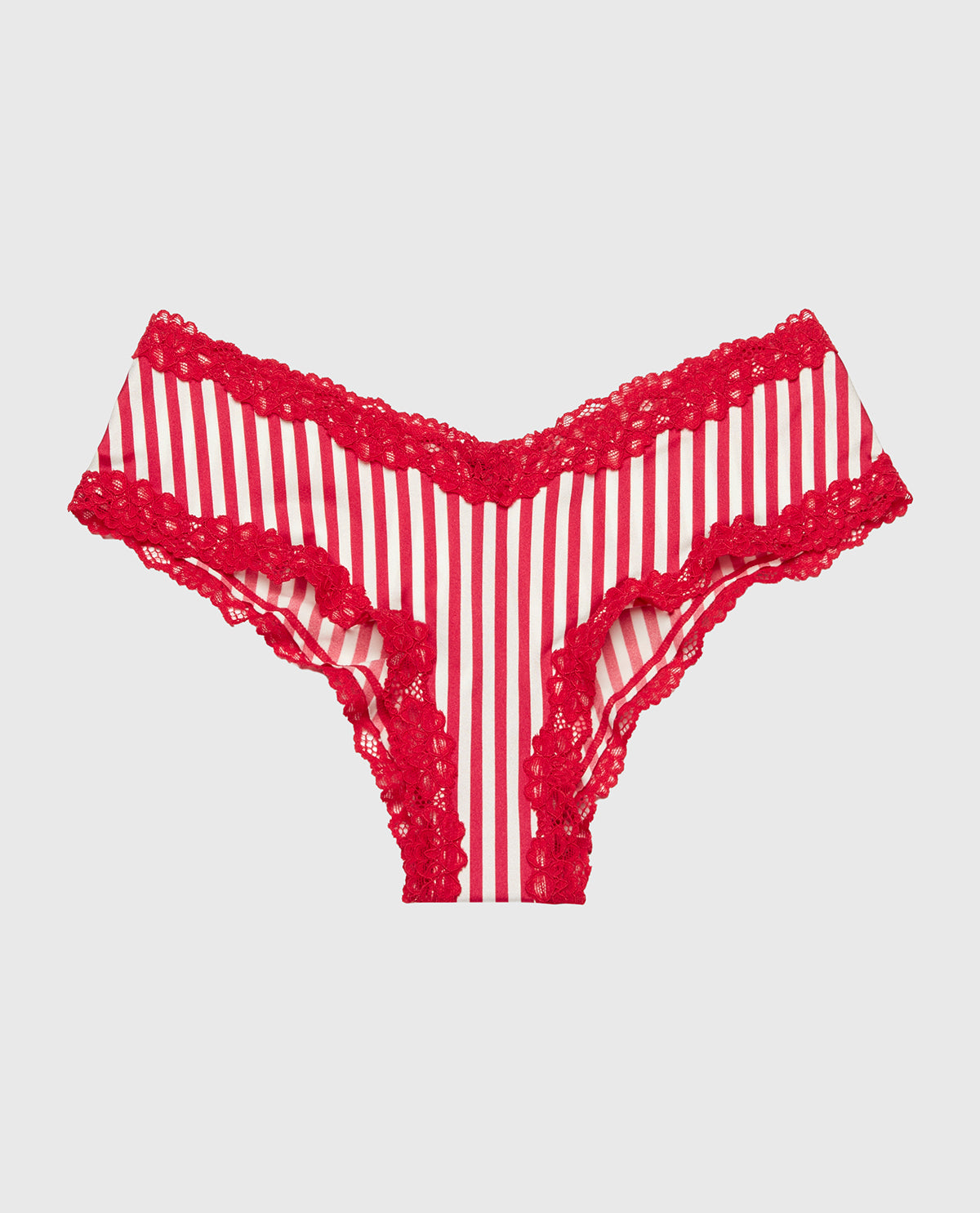 La Senza Cheeky Panty With Lace Trim in Candy Cane Stripe