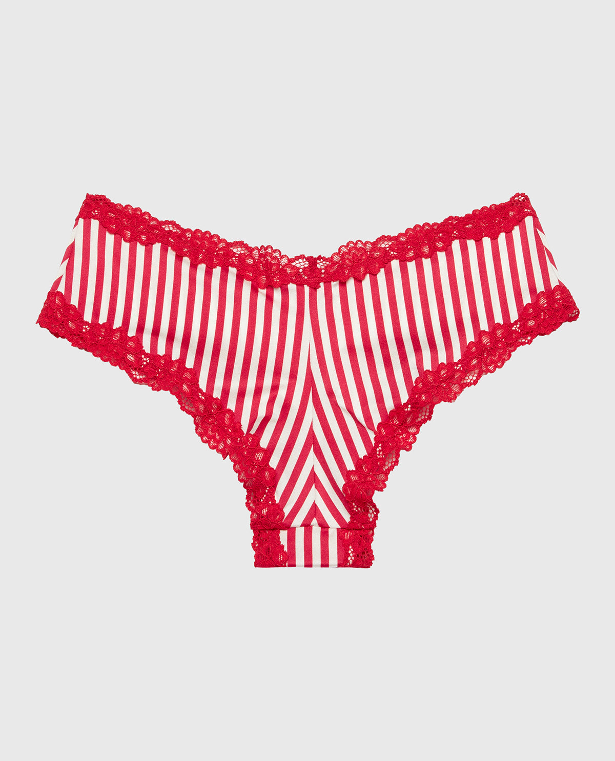 La Senza Cheeky Panty With Lace Trim in Candy Cane Stripe