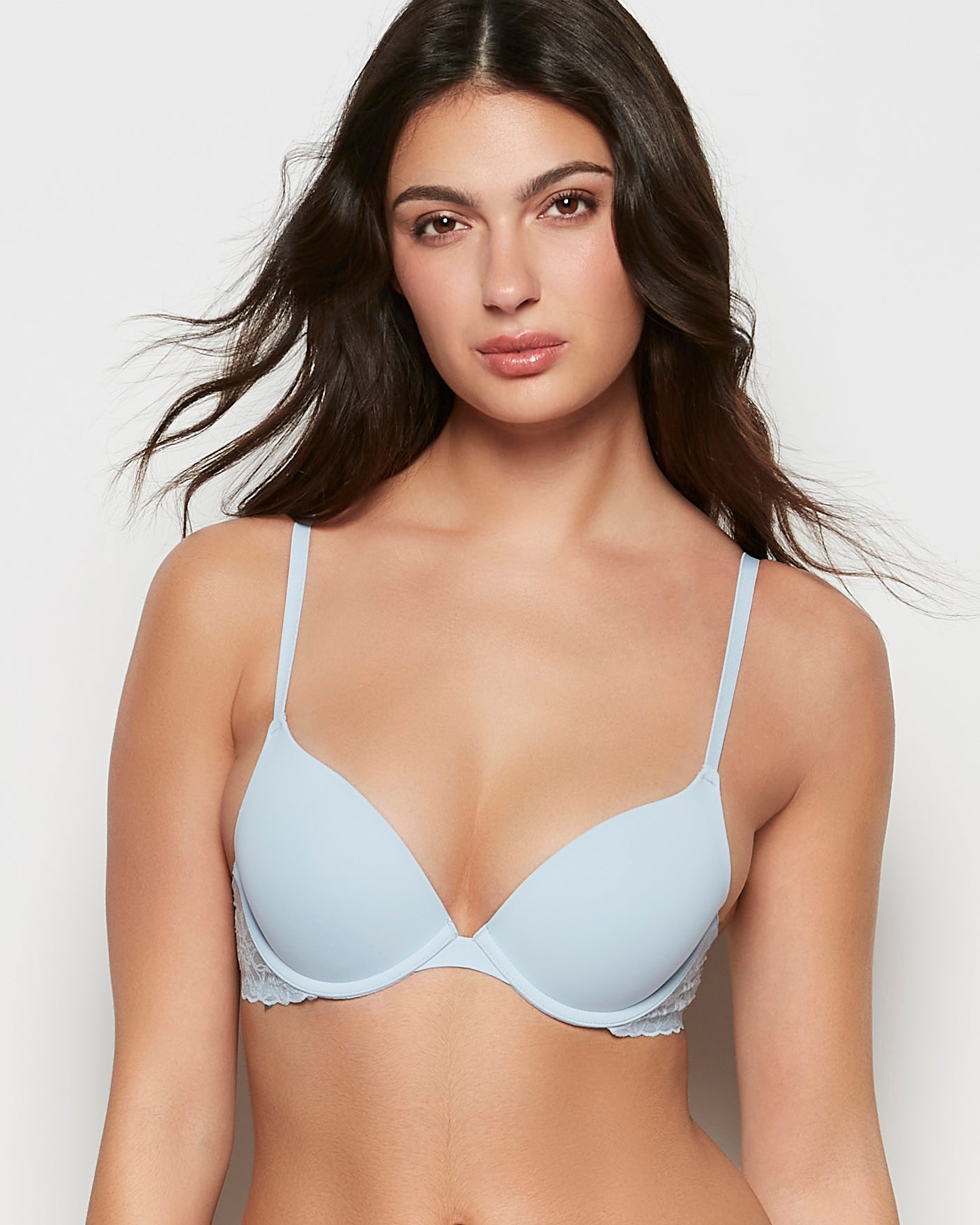 La Senza Push Up Bra with Lace Wing in Subdued Blue