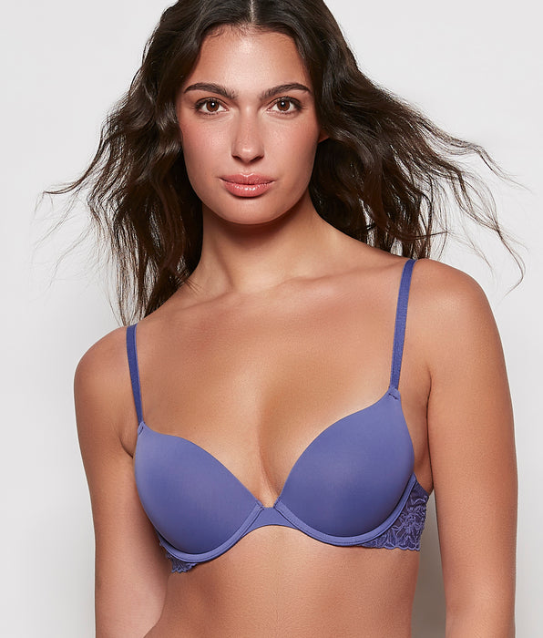 La Senza Push Up Bra with Lace Wing in Dusk Blue