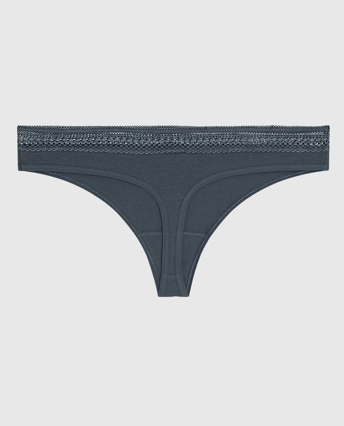 La Senza Thong Panty with Elemental Lace in Stormy Weather