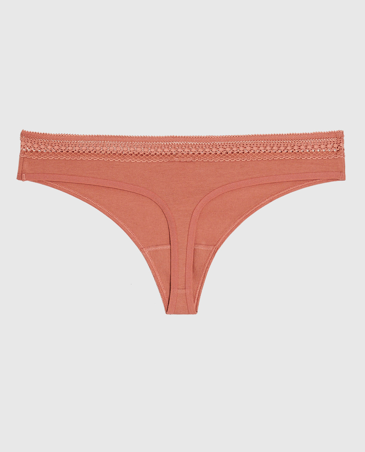 La Senza Thong Panty with Elemental Lace in Rosy Blush
