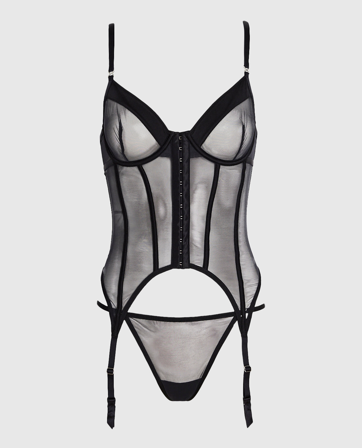 La Senza Mesh Hook-and-Eye Merrywidow in Black