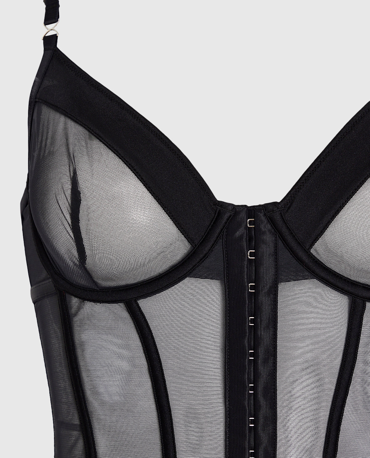 La Senza Mesh Hook-and-Eye Merrywidow in Black