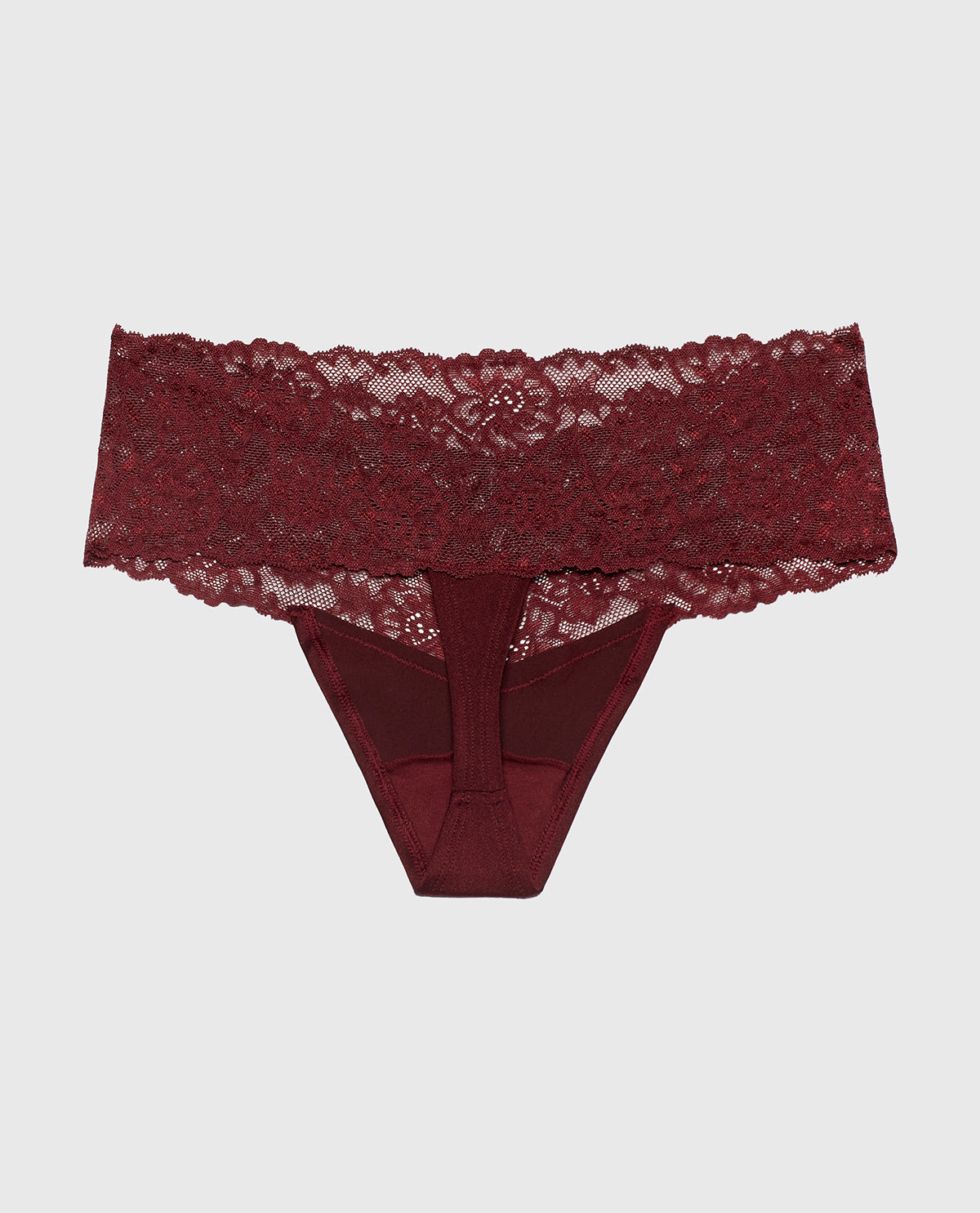 La Senza Magnificent Lace Thong Panty in Russian Ruby