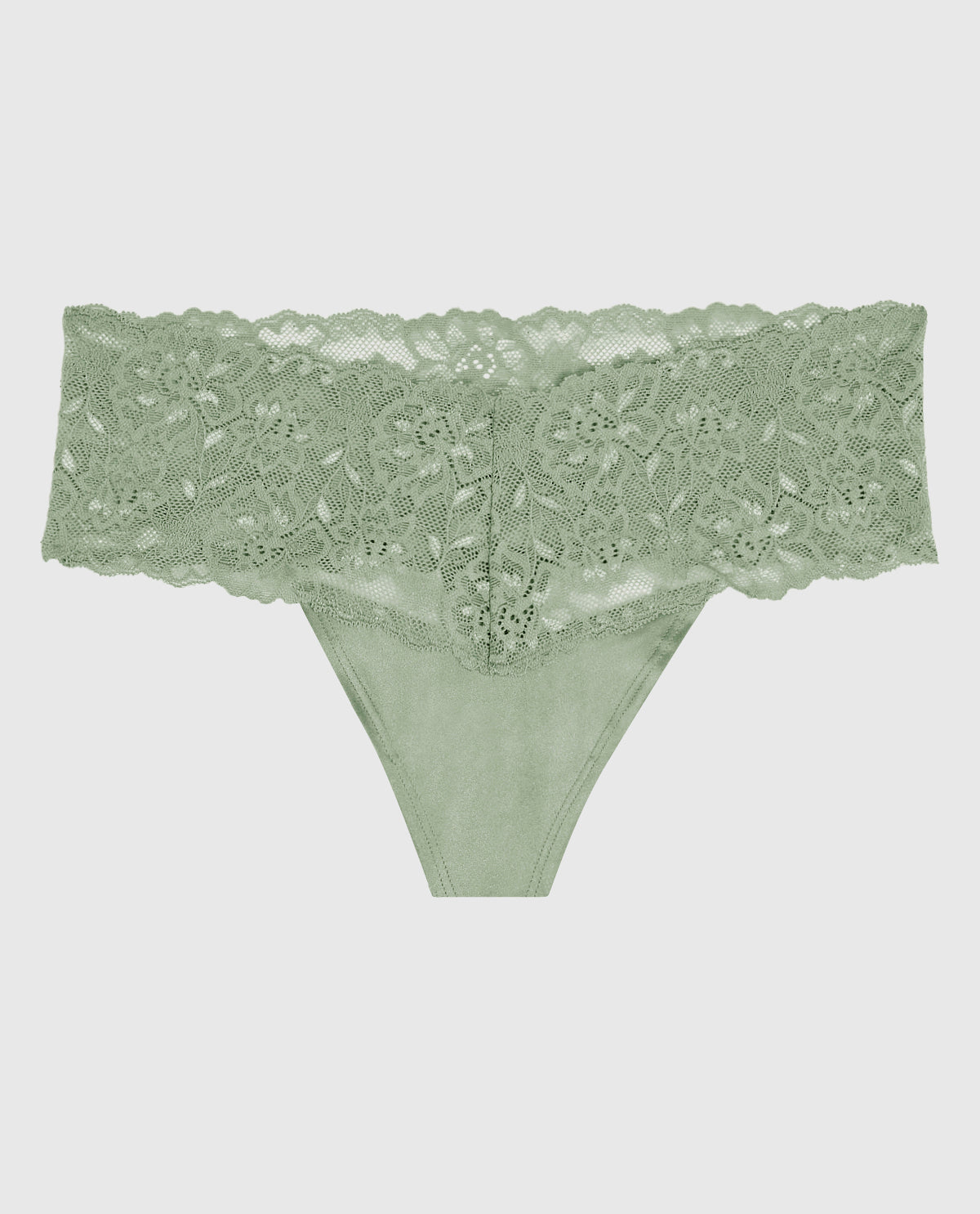 La Senza Magnificent Lace Thong Panty in Soft Sage