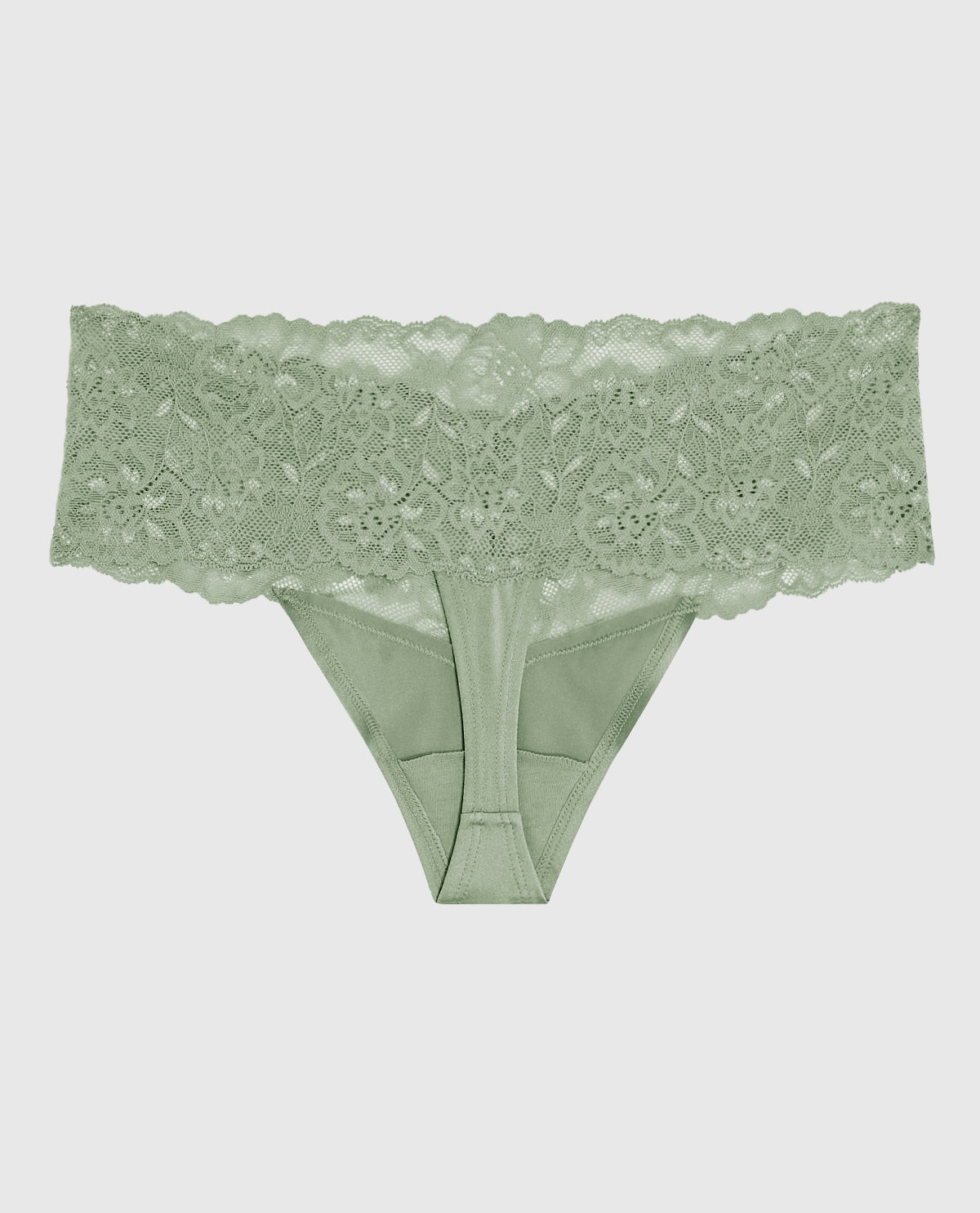La Senza Magnificent Lace Thong Panty in Soft Sage