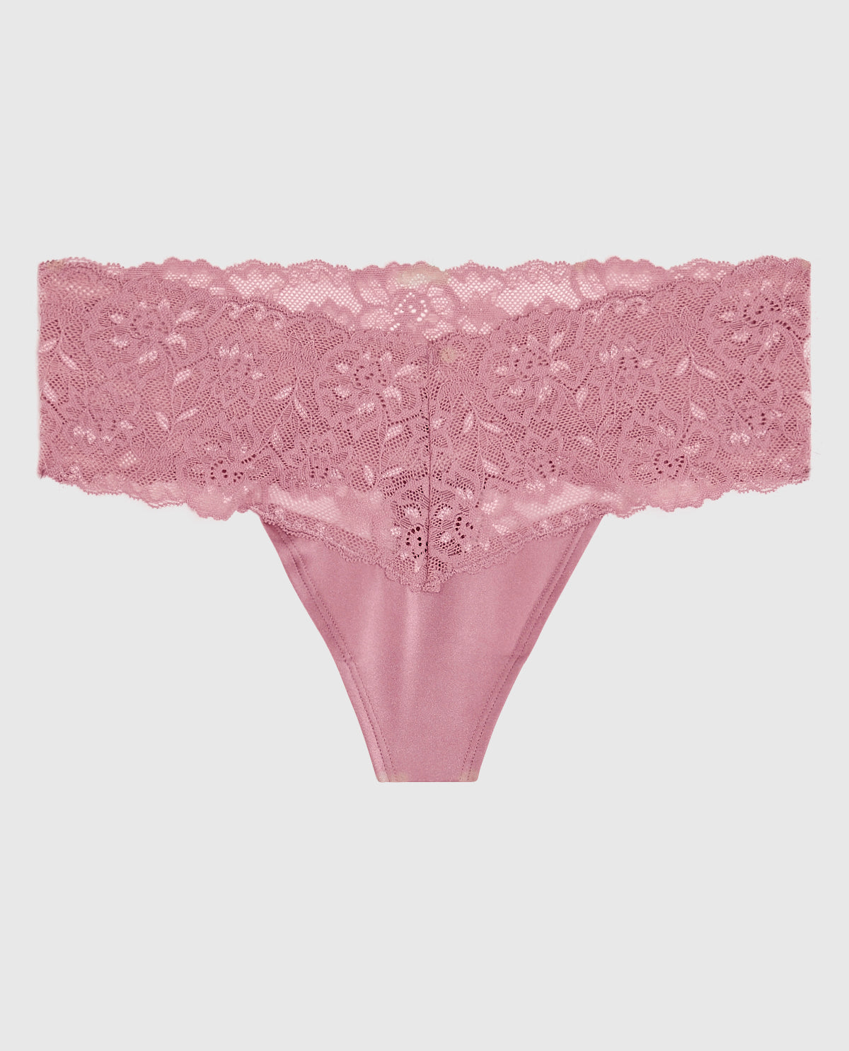 La Senza Magnificent Lace Thong Panty in Sheer Mauve