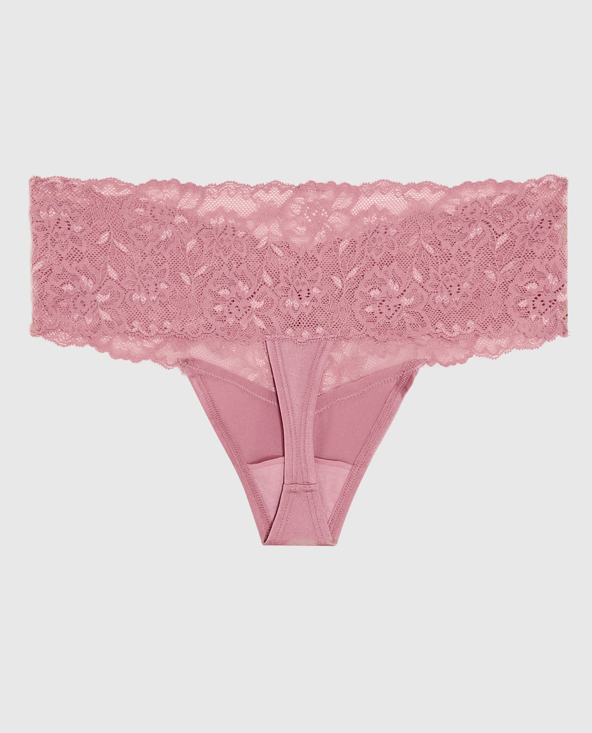 La Senza Magnificent Lace Thong Panty in Sheer Mauve