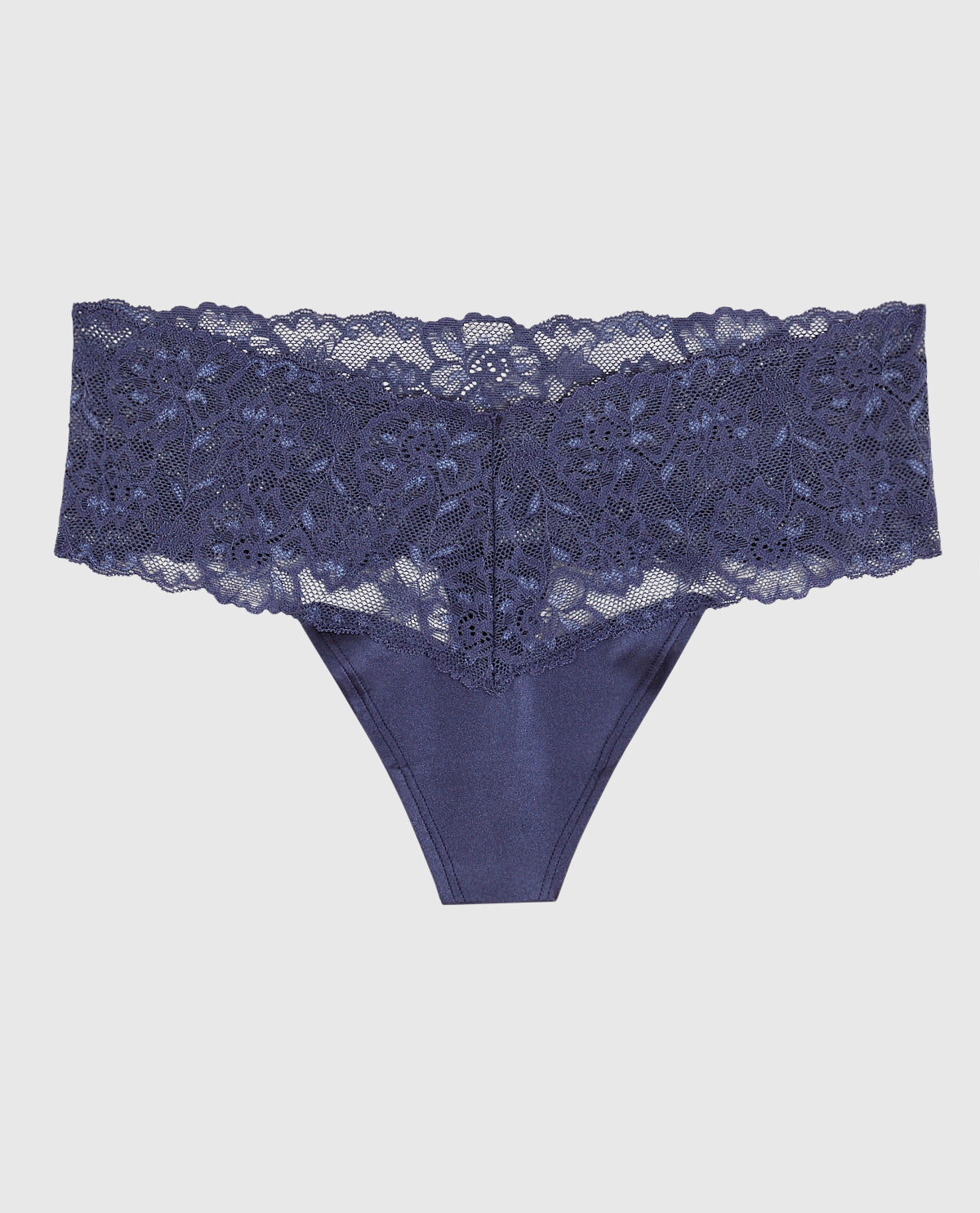 La Senza Magnificent Lace Thong Panty in Dusk Blue