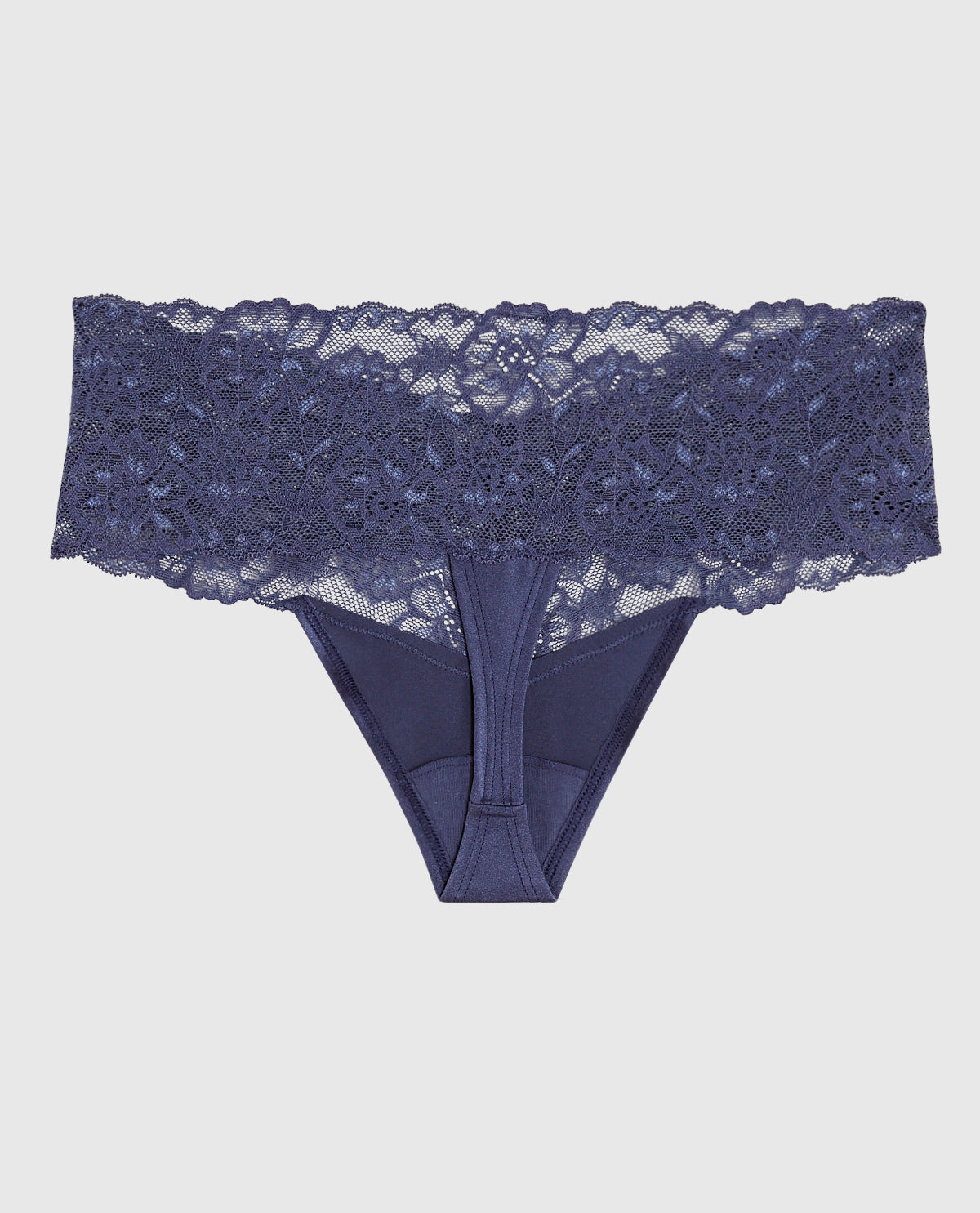 La Senza Magnificent Lace Thong Panty in Dusk Blue