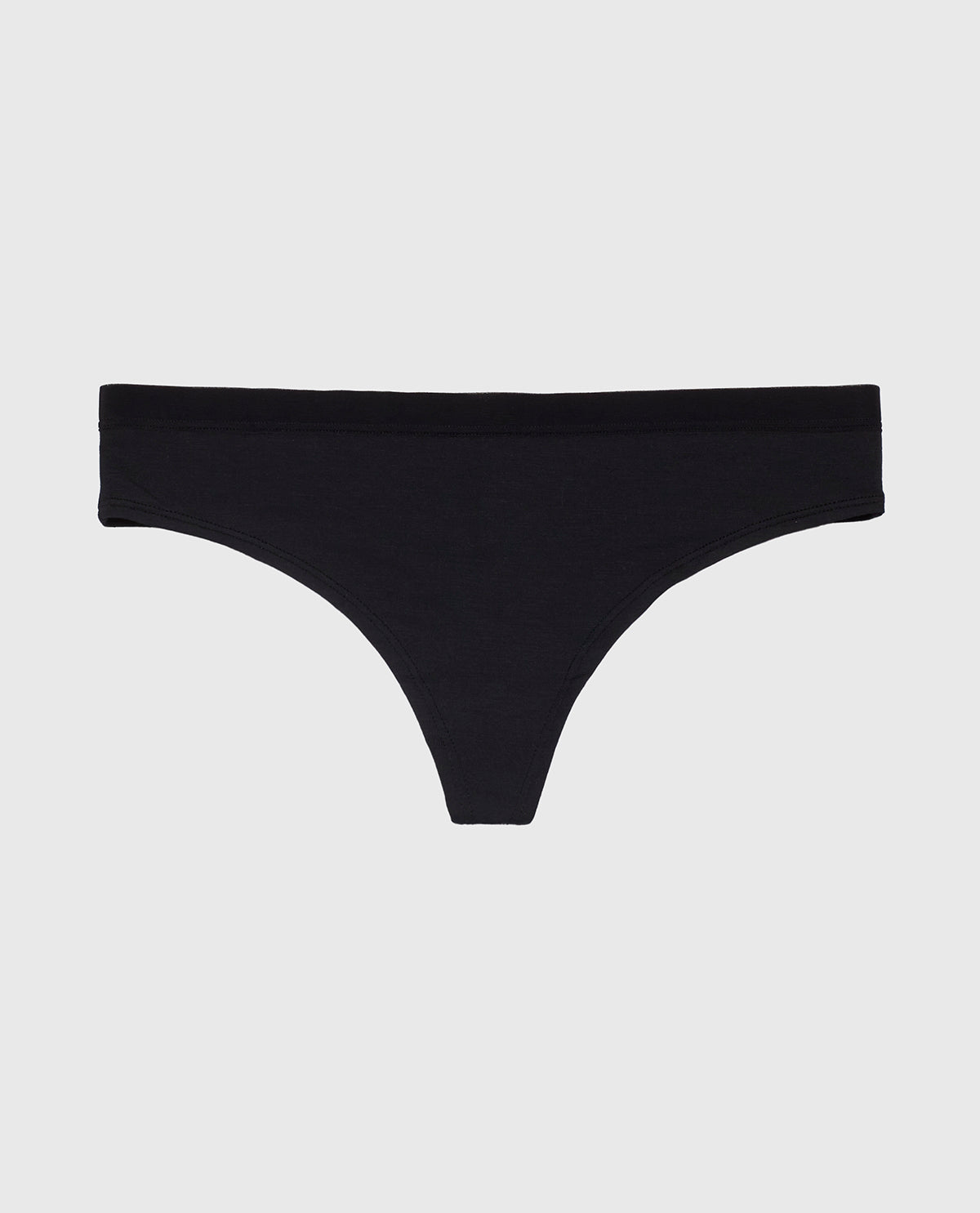 La Senza Thong Panty with Vanishing Trim in Tuxedo Black