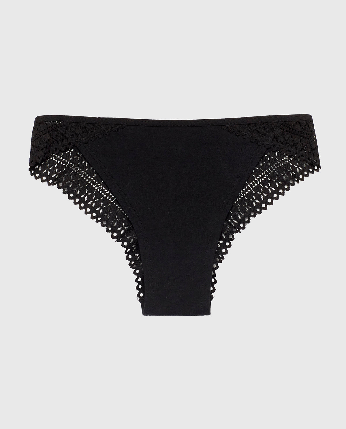 La Senza Cheeky Panty with Lace Trim in Tuxedo Black