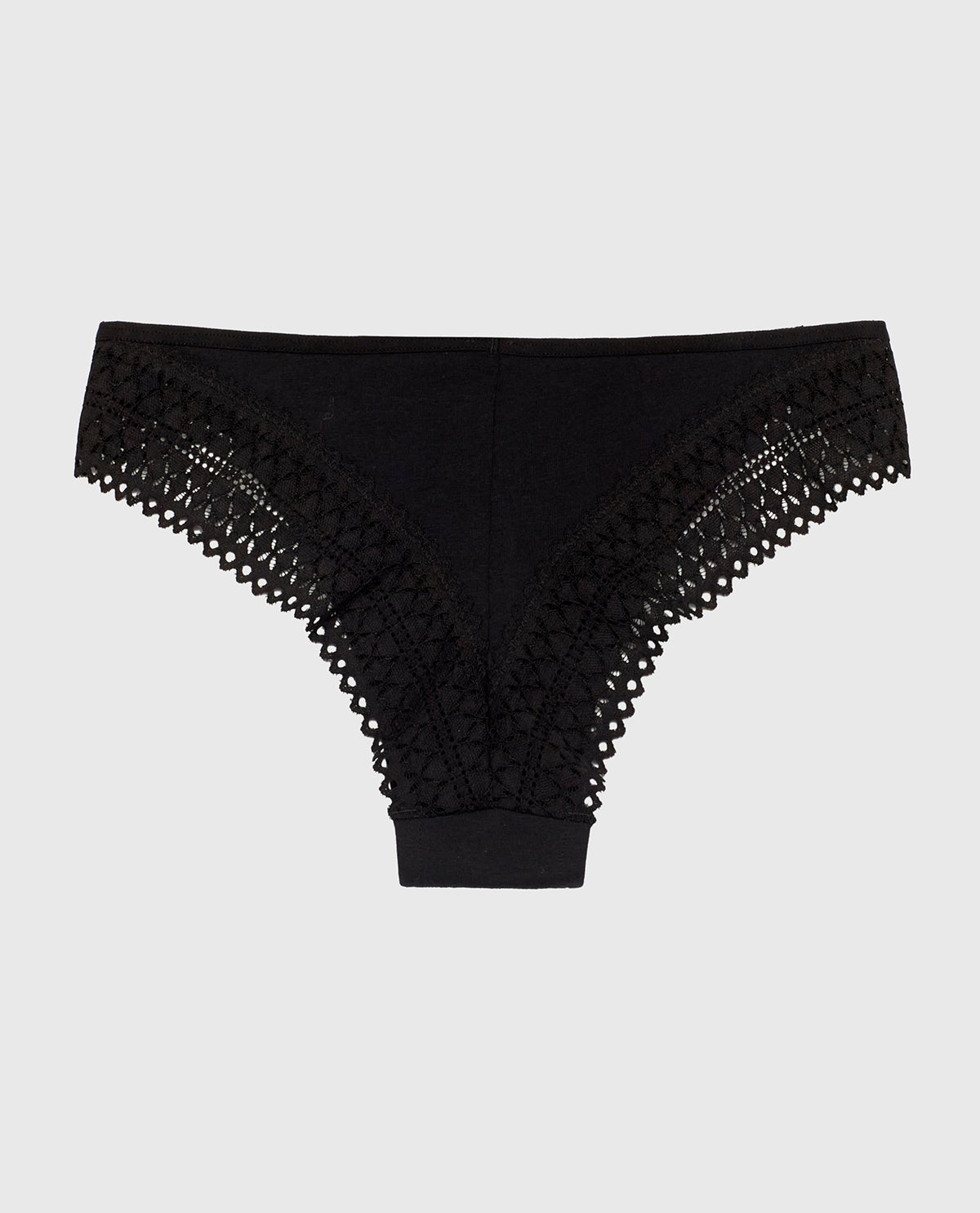 La Senza Cheeky Panty with Lace Trim in Tuxedo Black