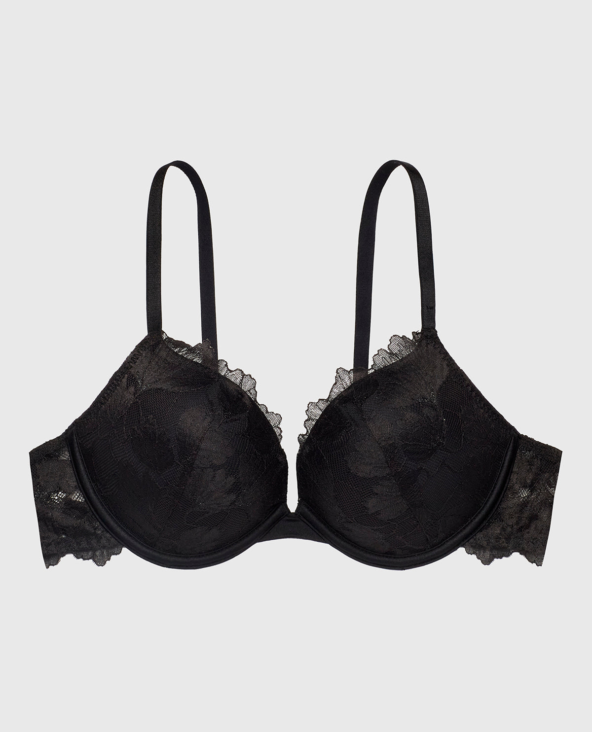 La Senza Up 2 Cup Lace Push Up Bra in Tuxedo Black