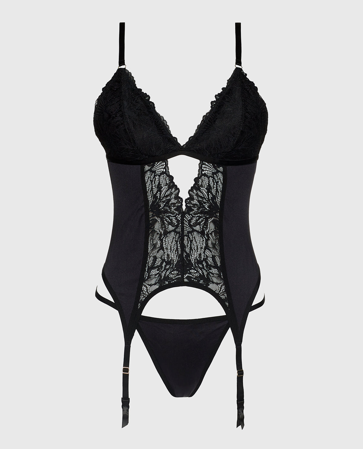 La Senza Lace and Microfiber Merrywidow in Tuxedo Black