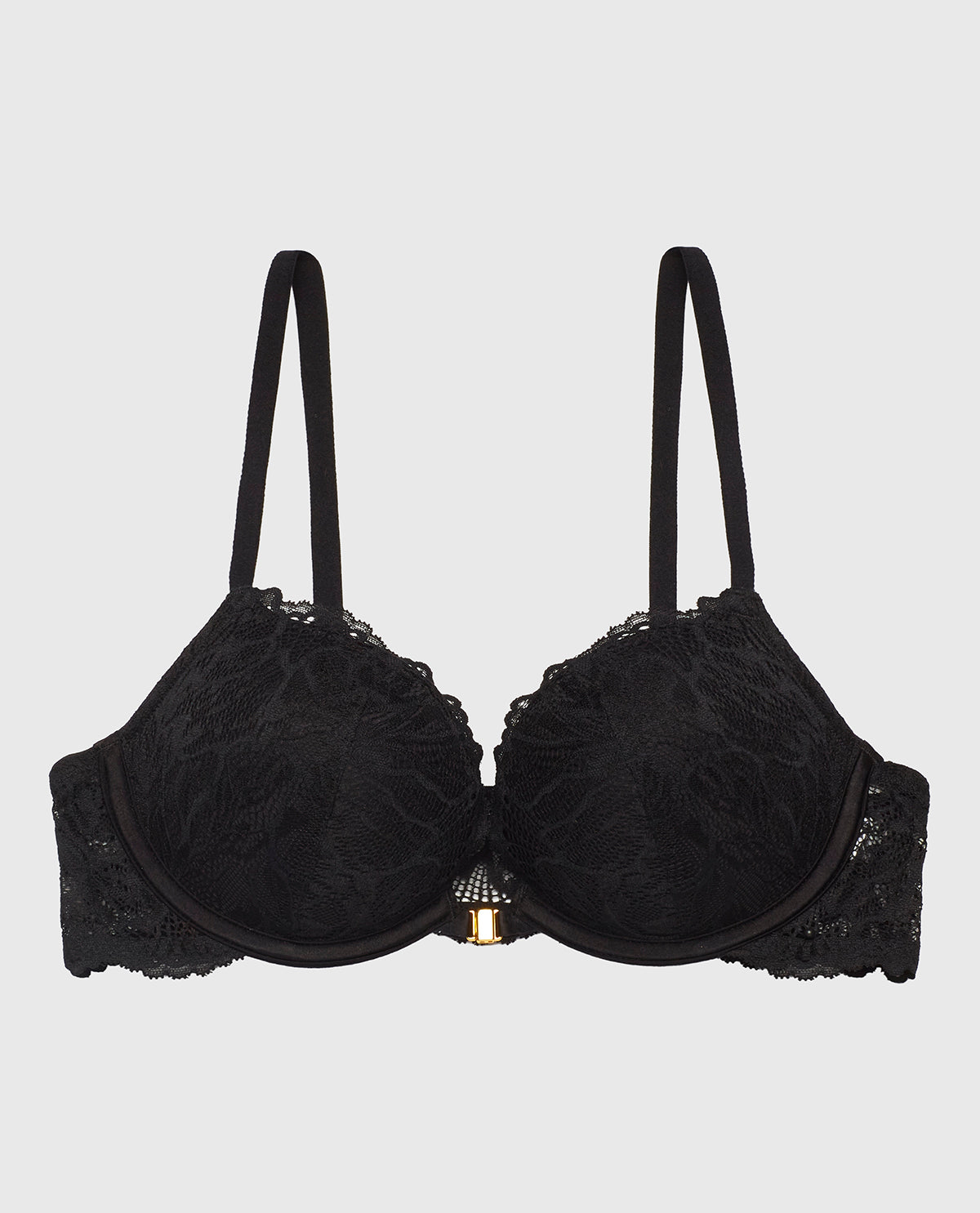 La Senza Allover Lace Push Up Bra in Tuxedo Black