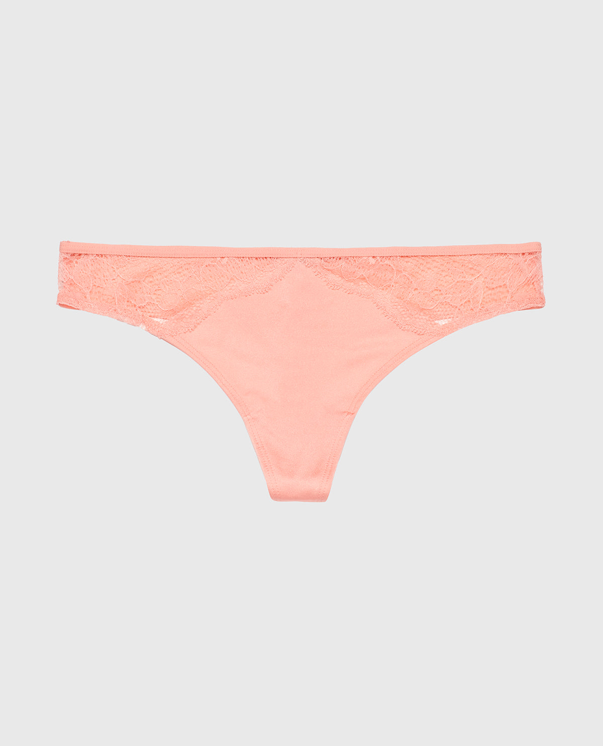 La Senza Thong Panty with Lace Micro Trim in Peach Fizz