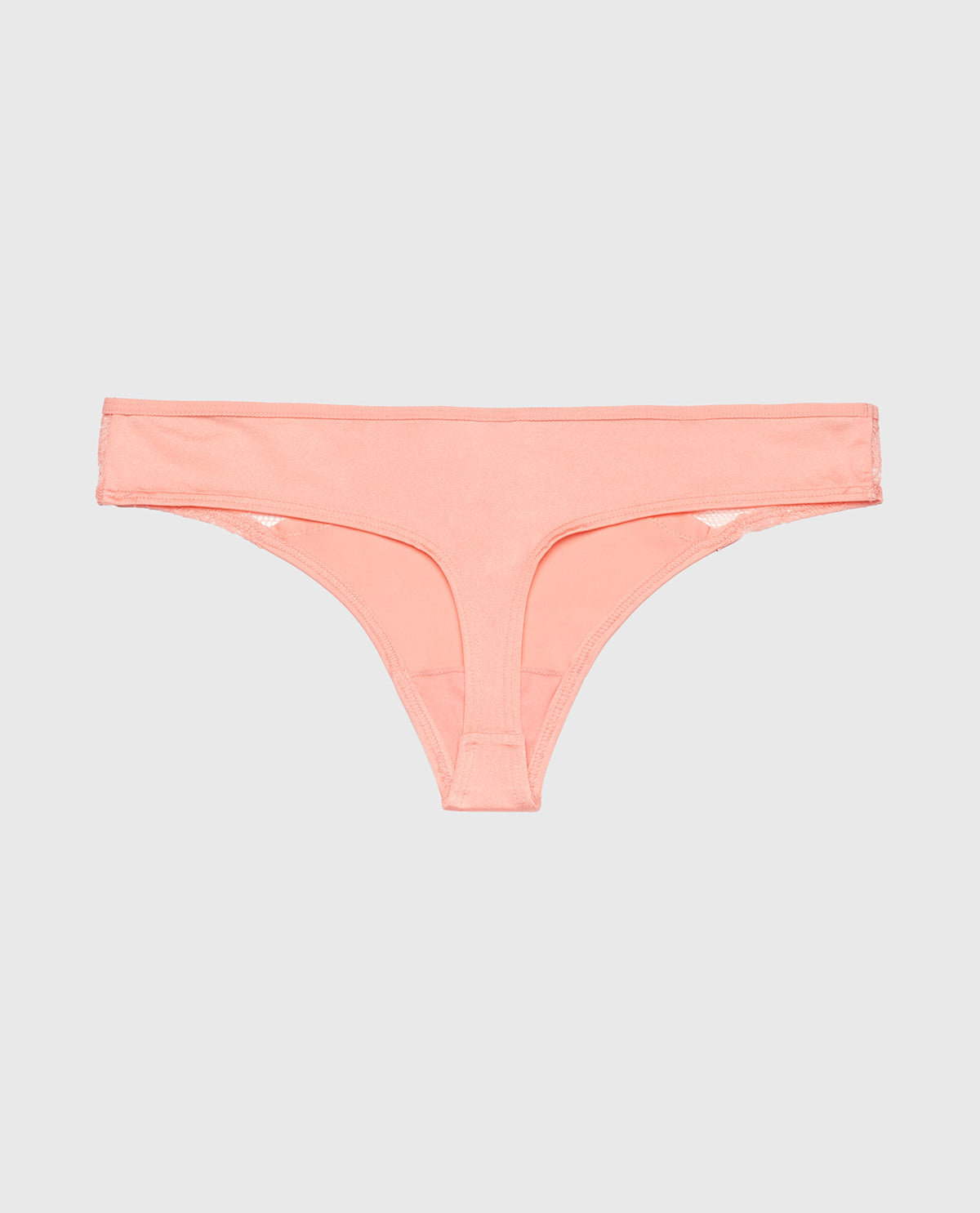 La Senza Thong Panty with Lace Micro Trim in Peach Fizz
