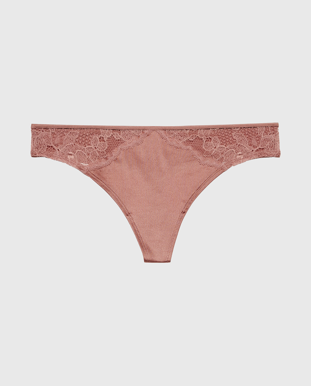 La Senza Thong Panty With Lace Micro Trim in Deer