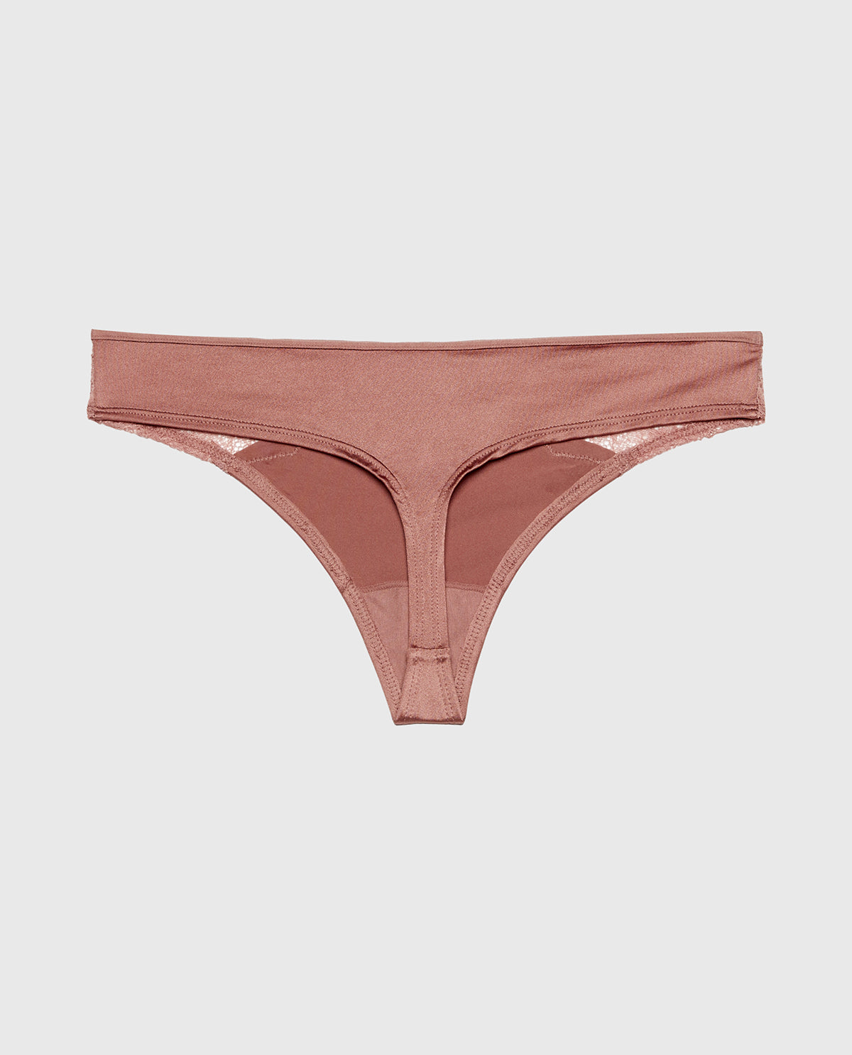 La Senza Thong Panty With Lace Micro Trim in Deer