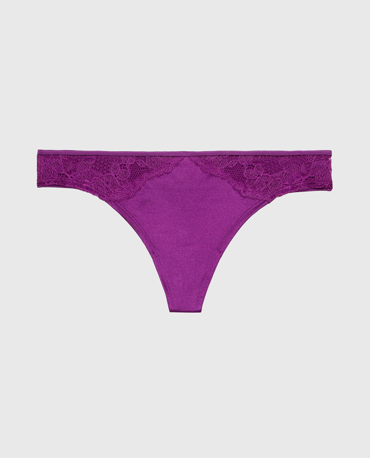 La Senza Thong Panty With Lace Micro Trim in Sparkling Grape