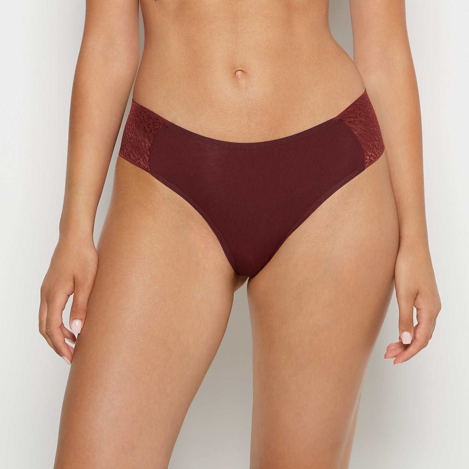 La Senza Cheeky Thong Panty with Logo in Russian Ruby