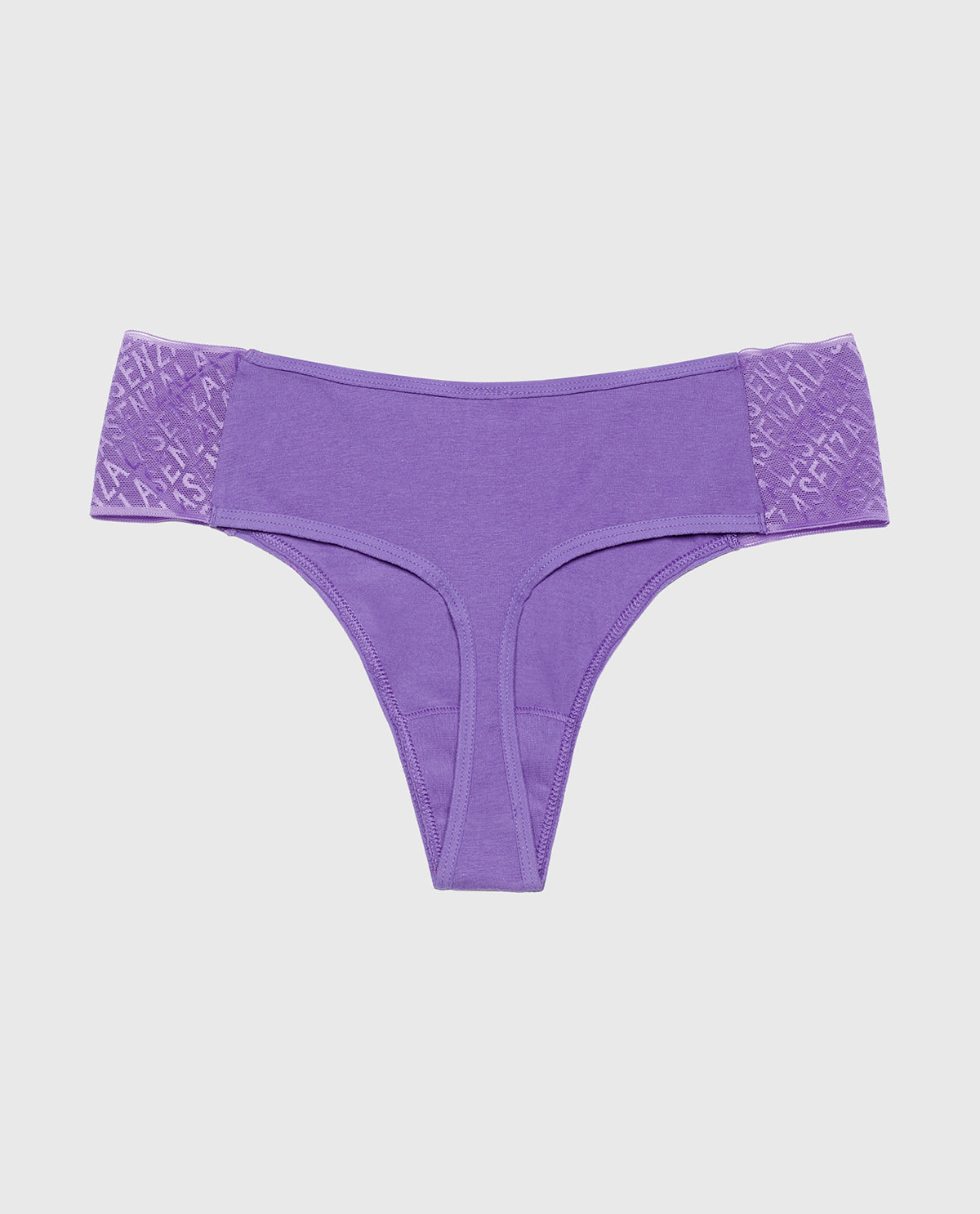 La Senza Cheeky Thong Panty with Logo in Purple Opulence