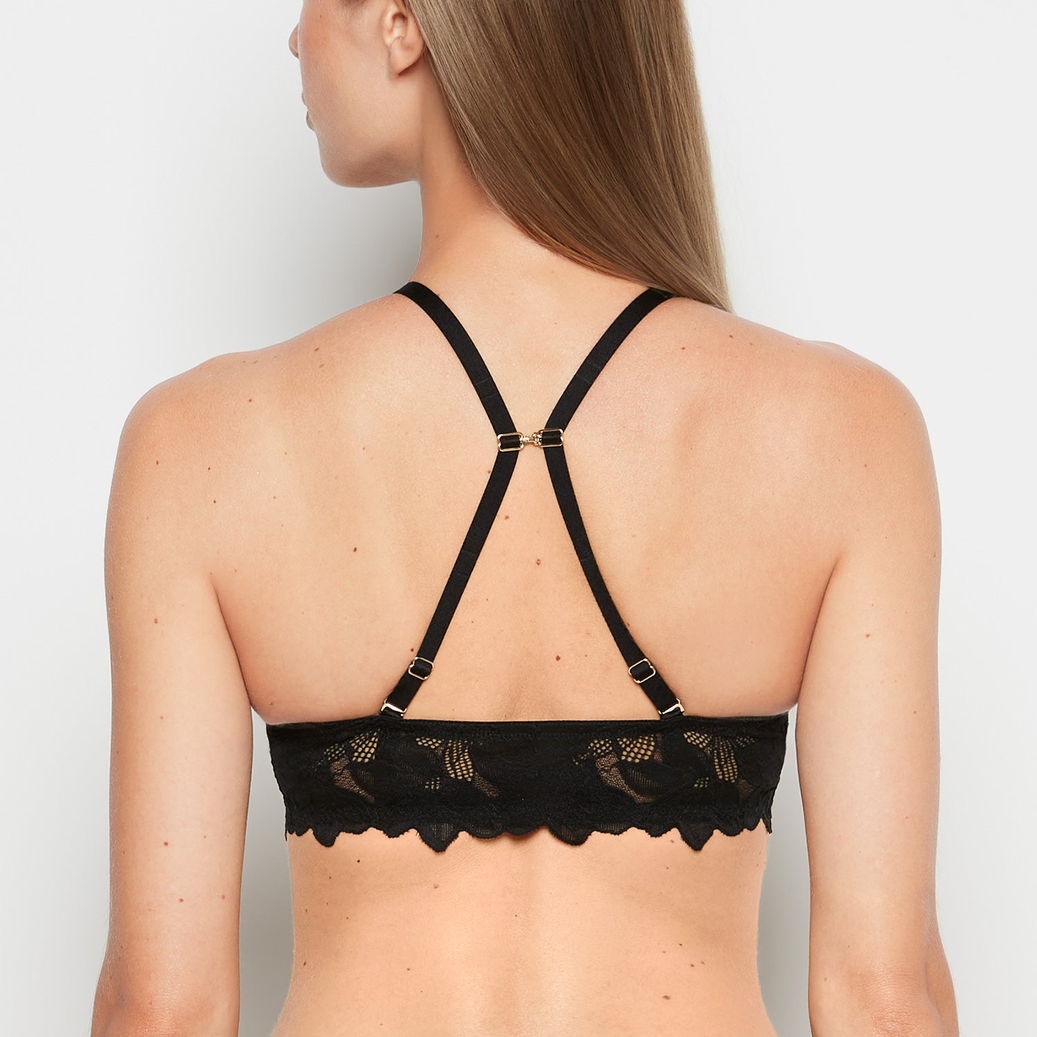 La Senza Front Close Push Up Bra with Reverie Lace in Tuxedo Black