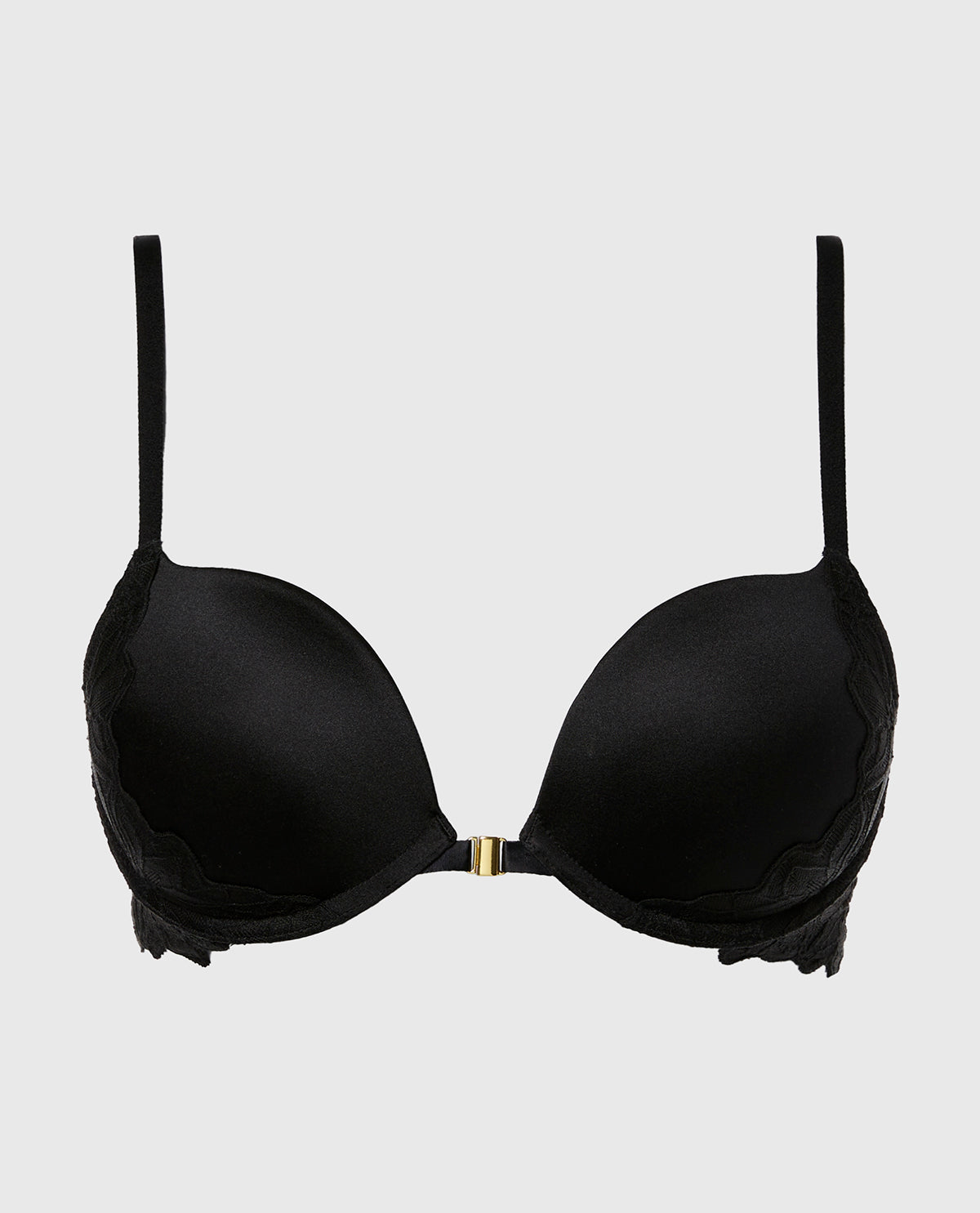 La Senza Front Close Push Up Bra with Reverie Lace in Tuxedo Black