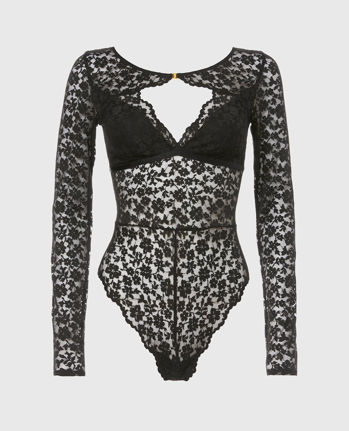 La Senza After Hours Longsleeve Bodysuit in Tuxedo Black